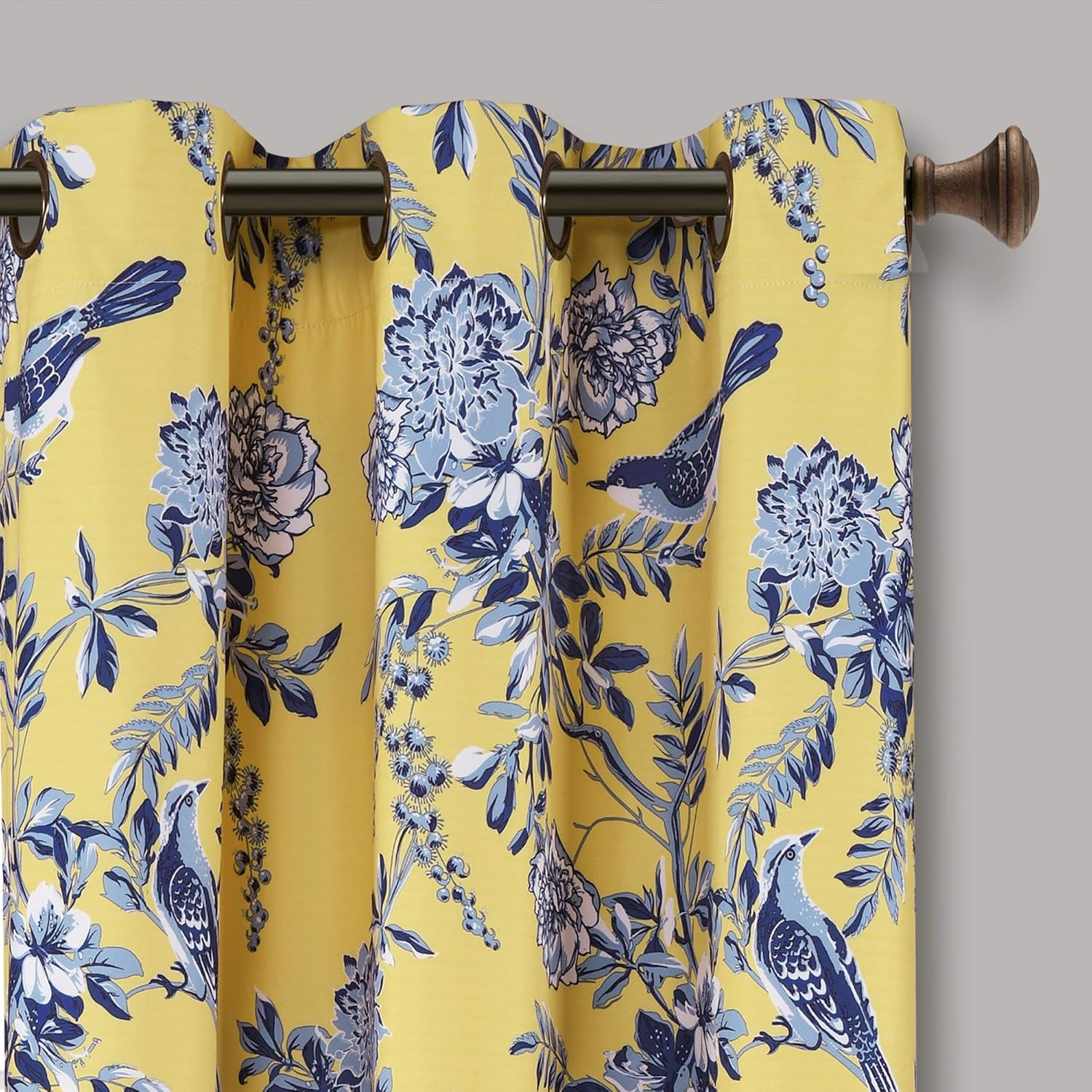 Lush Decor, Yellow and Blue Farmhouse Bird and Flower Insulated Grommet Blackout Window Curtain Panel Pair, 95 x 38, 95 x 38 Lush Decor, Yellow and Blue Farmhouse Bird and Flower Insulated Grommet Blackout Window Curtain Panel Pair, 95 x 38, 95 x 38