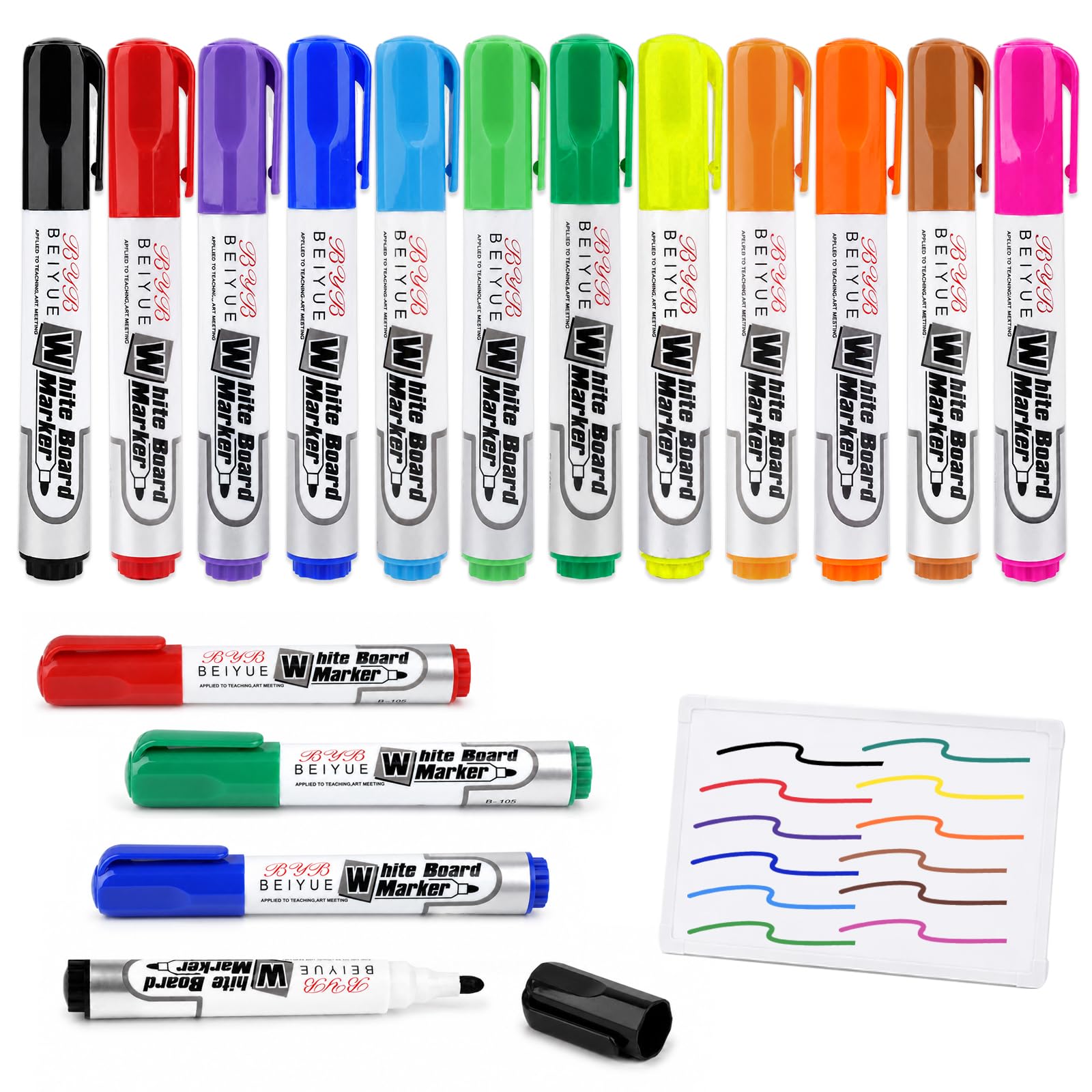 Hopton Whiteboard Pens, 12 Pack Whiteboard Markers, Flipchart Pens