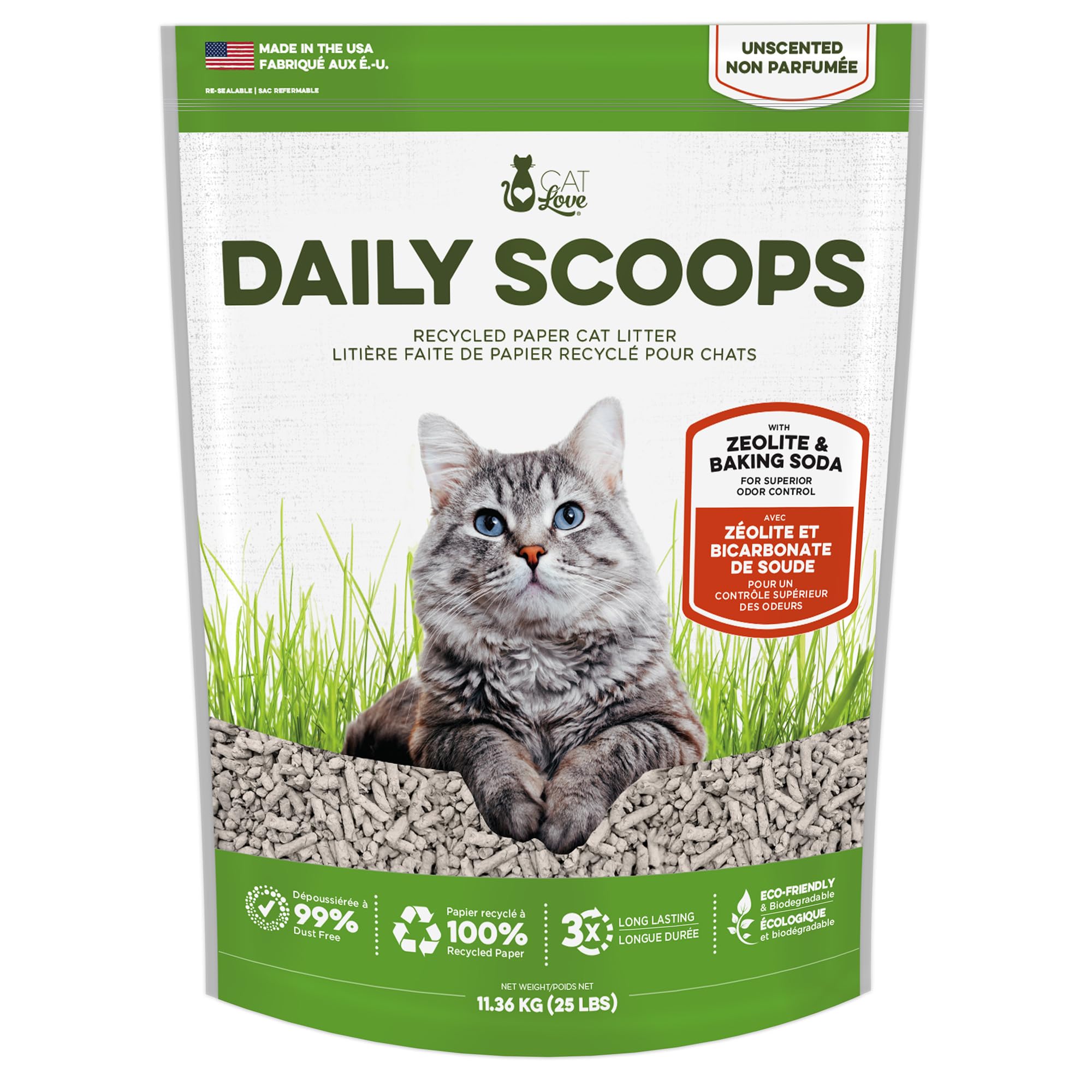 Cat Love Daily Scoops Paper Cat Litter - 11.26 kg (25 lbs