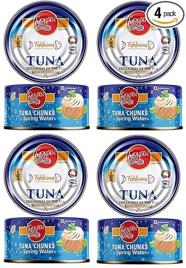 Golden Prize Tuna Chunk in Springwater 185Gms Each - Pack of 4 Units