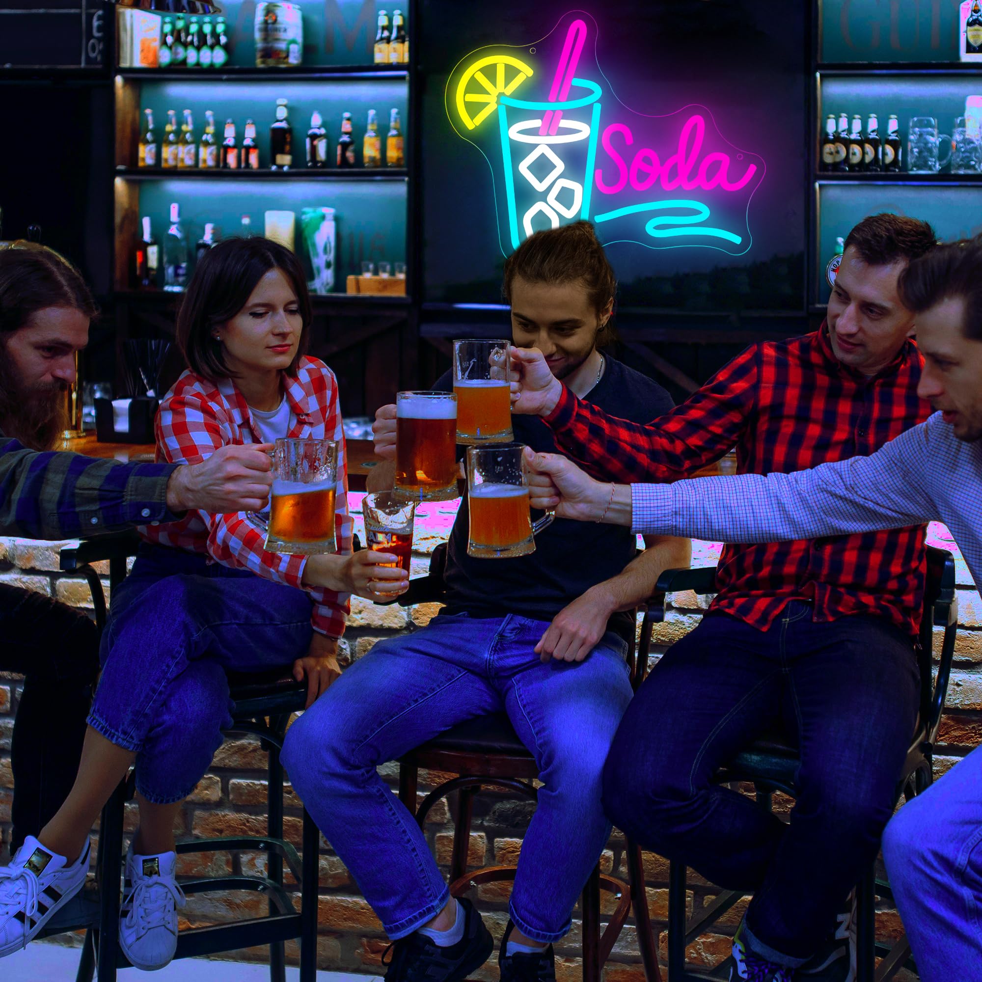 Cartello al neon con soda per decorazione da parete, dimmerabile, luce al neon per uomo, grotta, LED, per negozi, bar, birrerie, feste, cucina, ristorante, regalo di Natale e compleanno, dimensioni 32