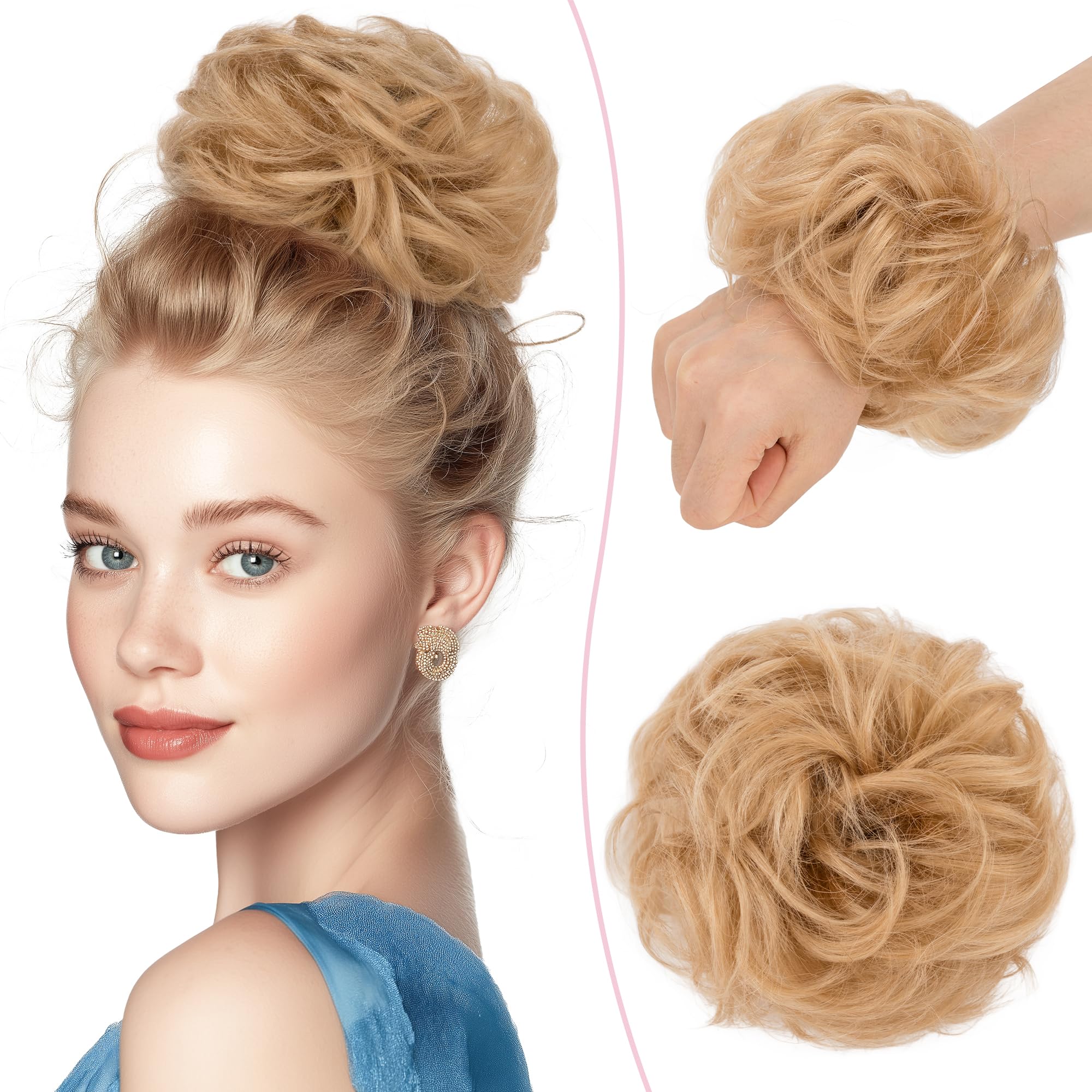 SEGO Pro Haarteil Mit Gummiband Echthaar Dutt Haarteil Echthaar Haargummi Mit Haaren Glatt Hair Messy Bun Hochsteckfrisuren Haarverlängerung für Damen Mädchen
