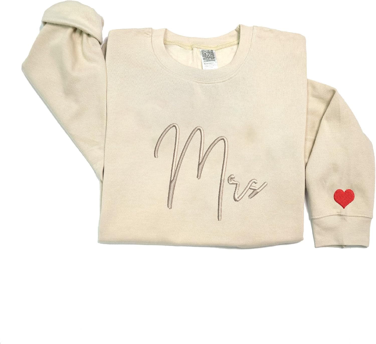 Custom Embroidered Matching Couple Sweatshirt Mrs Sweatshirt for Women on Sleeve Wedding Christmas Valentine Day 26