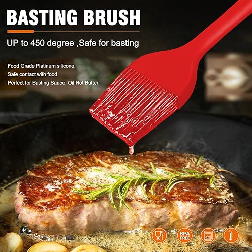 Miniatura 38 de Walfos Cepillo de silicona para pastelería, juego de cepillos para untar resistentes al calor, perfecto para hornear, parrilla de barbacoa, cocina