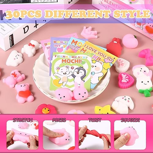 Miniatura 2 de Paquete de 30 regalos para el día de San Valentín para niños, Mochi Squishy con tarjetas de San Valentín, escuela, aula, fiesta, lindos mini