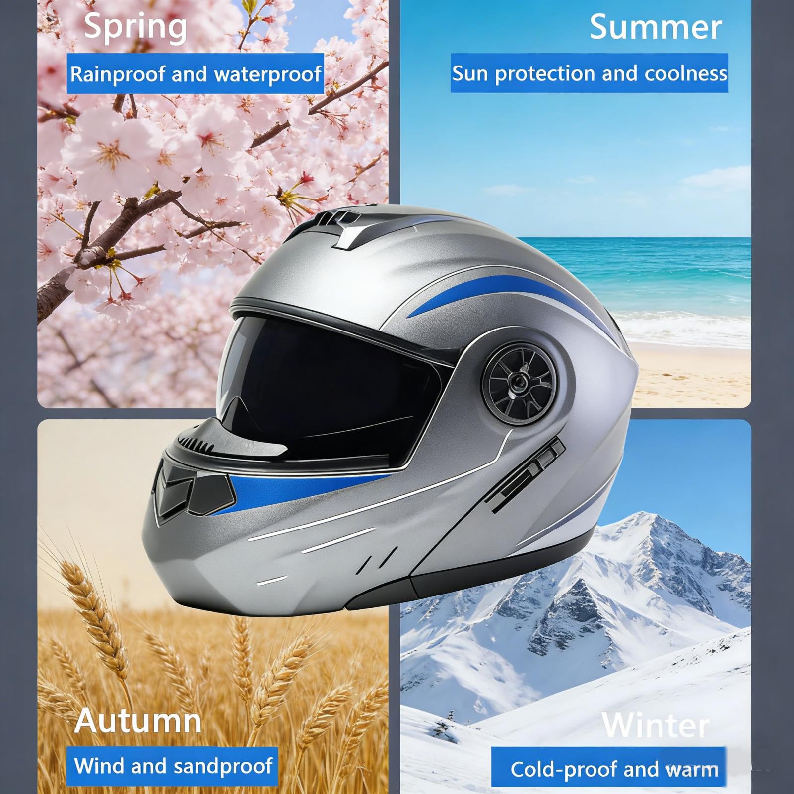 Casco De Moto Modular Bluetooth Integrado,ECE Homologado Casco Abatible con Doble Visera Doble Lente Sistema De Ventilación Forro Extraíble Adultos para Mujeres Y Hombres 55-62CM