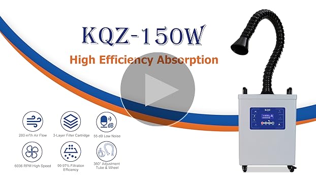 KQZ 150W Solder Fume Extractor for Laser Engraver, 280 m³/h