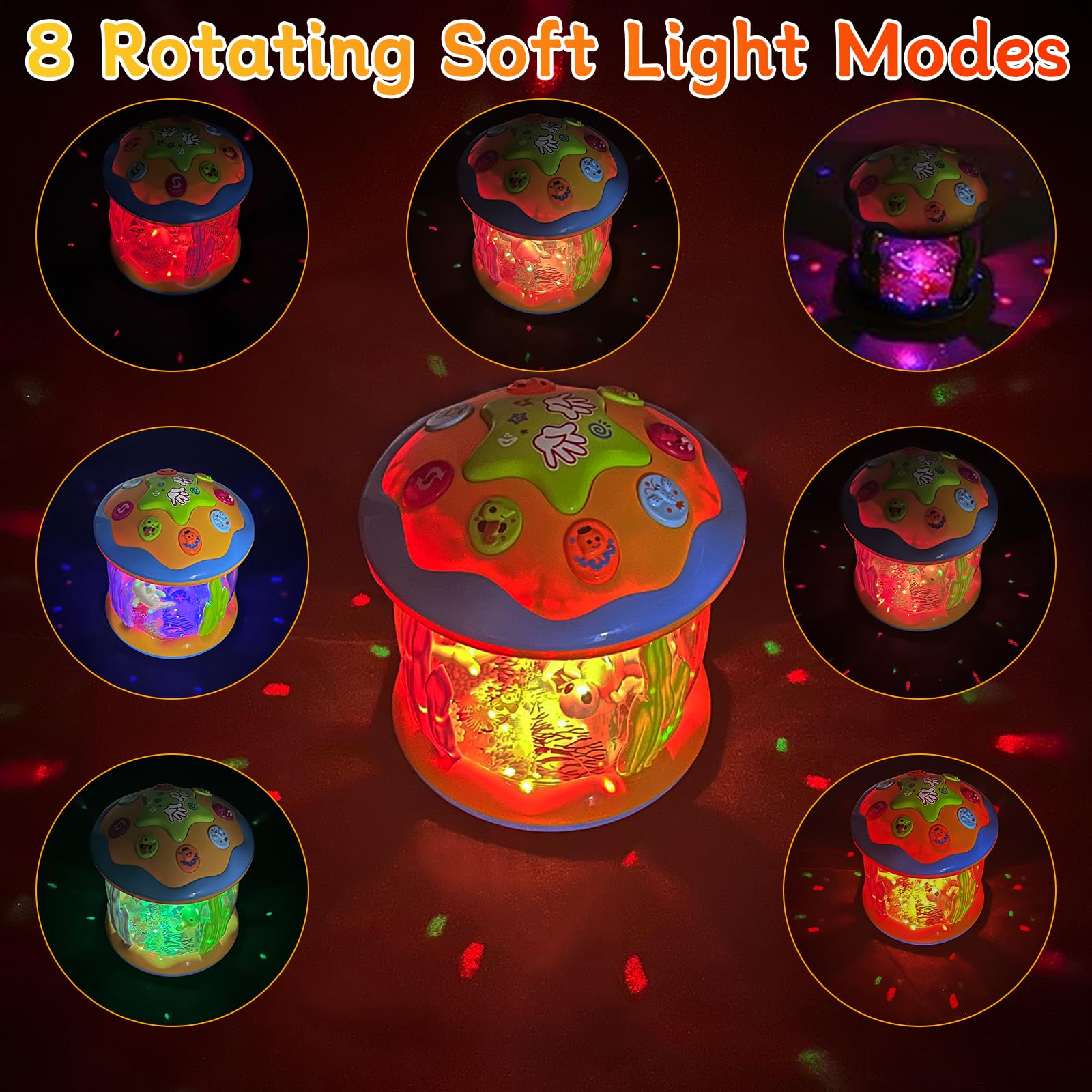 Giocattolo Montessori Rotante con Musica e Luci a LED per Bambini, Ideale per Giochi Neonati da 12 a 18 Mesi, Regalo di Compleanno per Bambini di 1-3 Anni