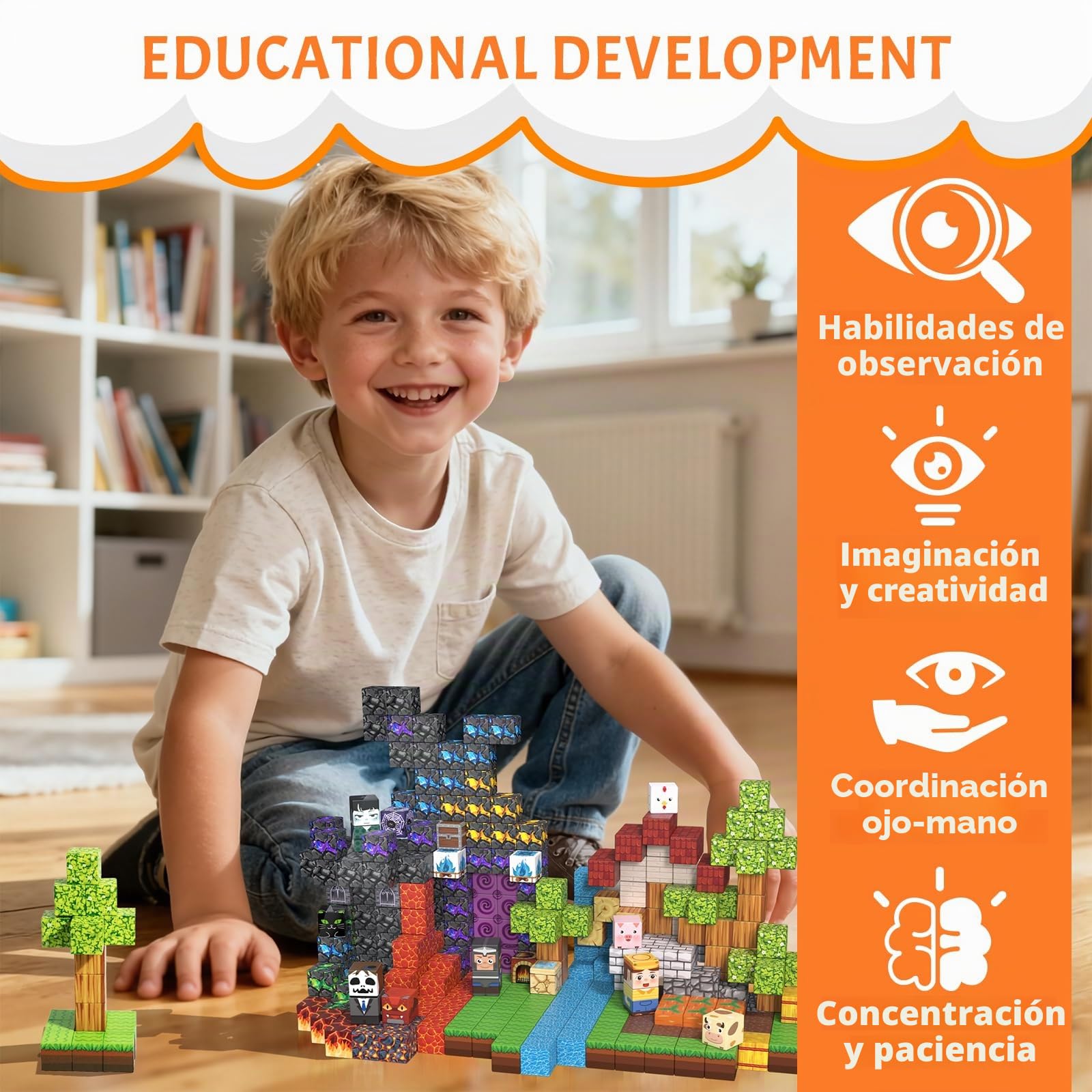 Vdealen 300 PCS Bloques Magneticos Construccion Niños,Apulamiento Magnetwürfel Juguete para Niños,Stem Montessori Sinnesspielzeug für Jungen und Girlen Edad 4-12