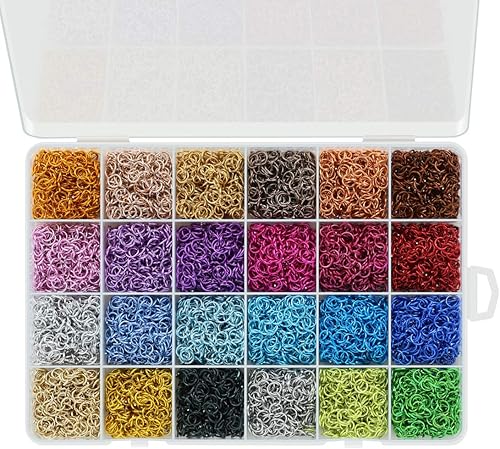 Miniatura 5 de Alrededor de 7200 anillos de salto de 24 colores, hallazgos de joyería de 0.236 pulgadas, anillos abiertos para gargantilla, pulseras, collares,