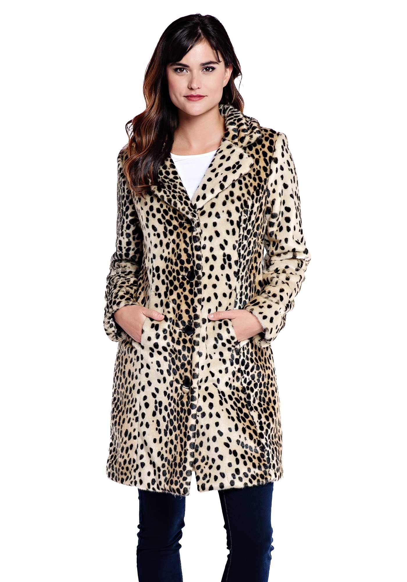 Donna Salyers' Fabulous-Furs Tailored Knee Length Faux Fur Coat