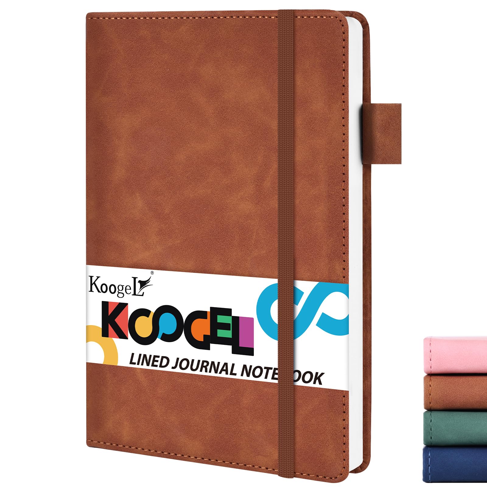 KoogelLeather Journal, A5 College Ruled Notebook Hardcover Executive Notebook for mens Gift Office School Travel Journal Brown