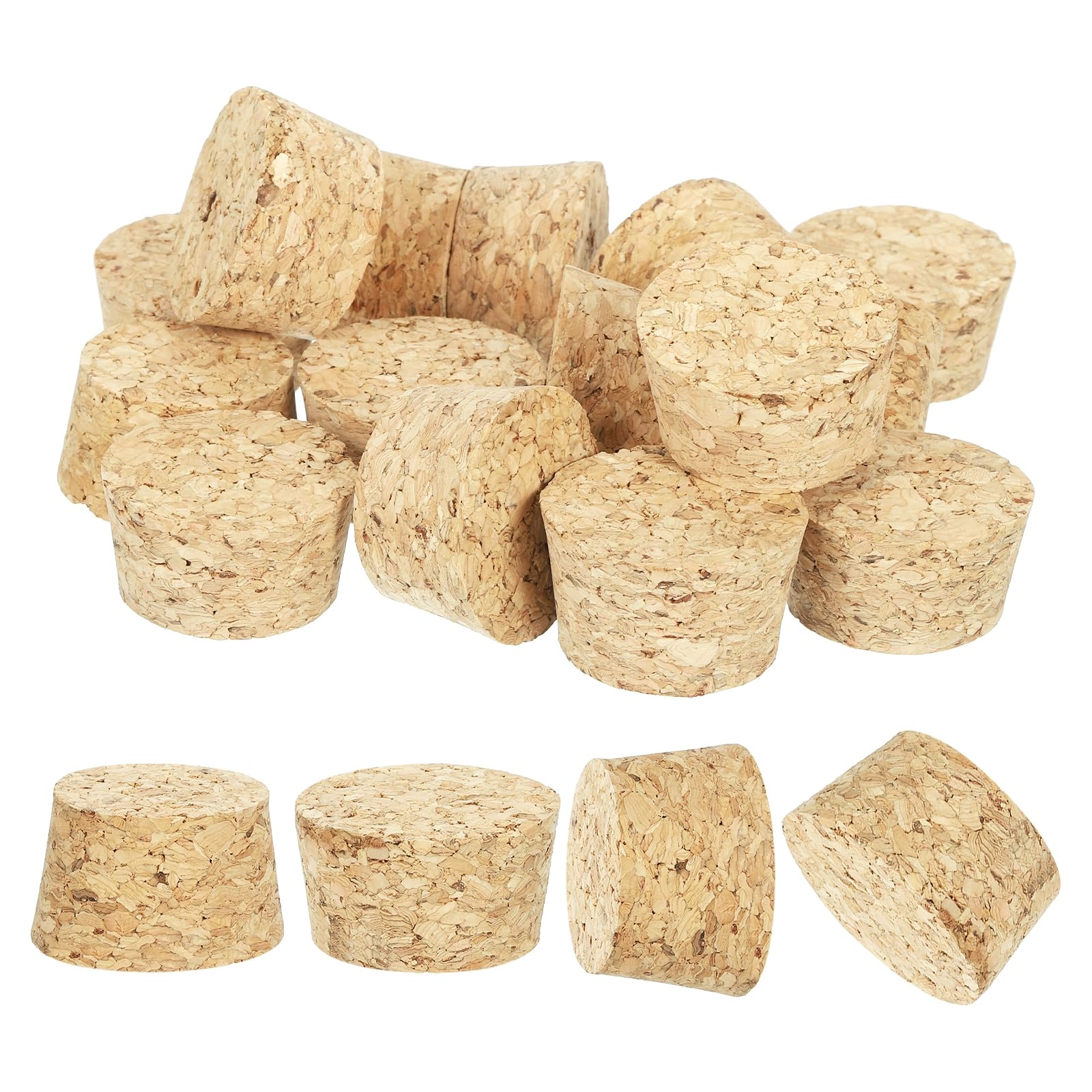 sourcing map 20 Pcs Cork for Bottles Stoppers Cork Plugs, 1.42x1.22x0.79 Inch Soft Wood Natural Tapered Corks for Bar Restaurant DIY Crafts