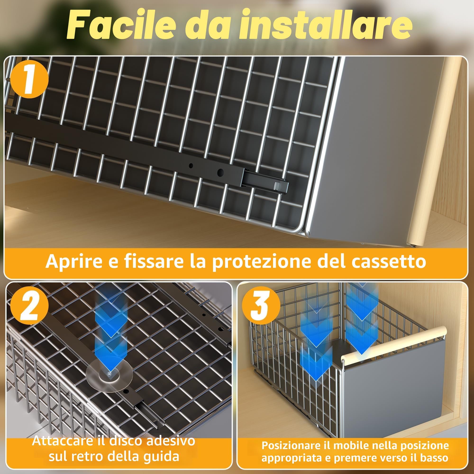 2 Cassetti Estraibili per Cucina, Cassetti Estraibili con Adesivo, Organizer Per Mobili da Cucina Per Mobili da Cucina, Cassetto Estraibile Cucina, Cassetto Della Cucina Senza Foratura Chiodatura