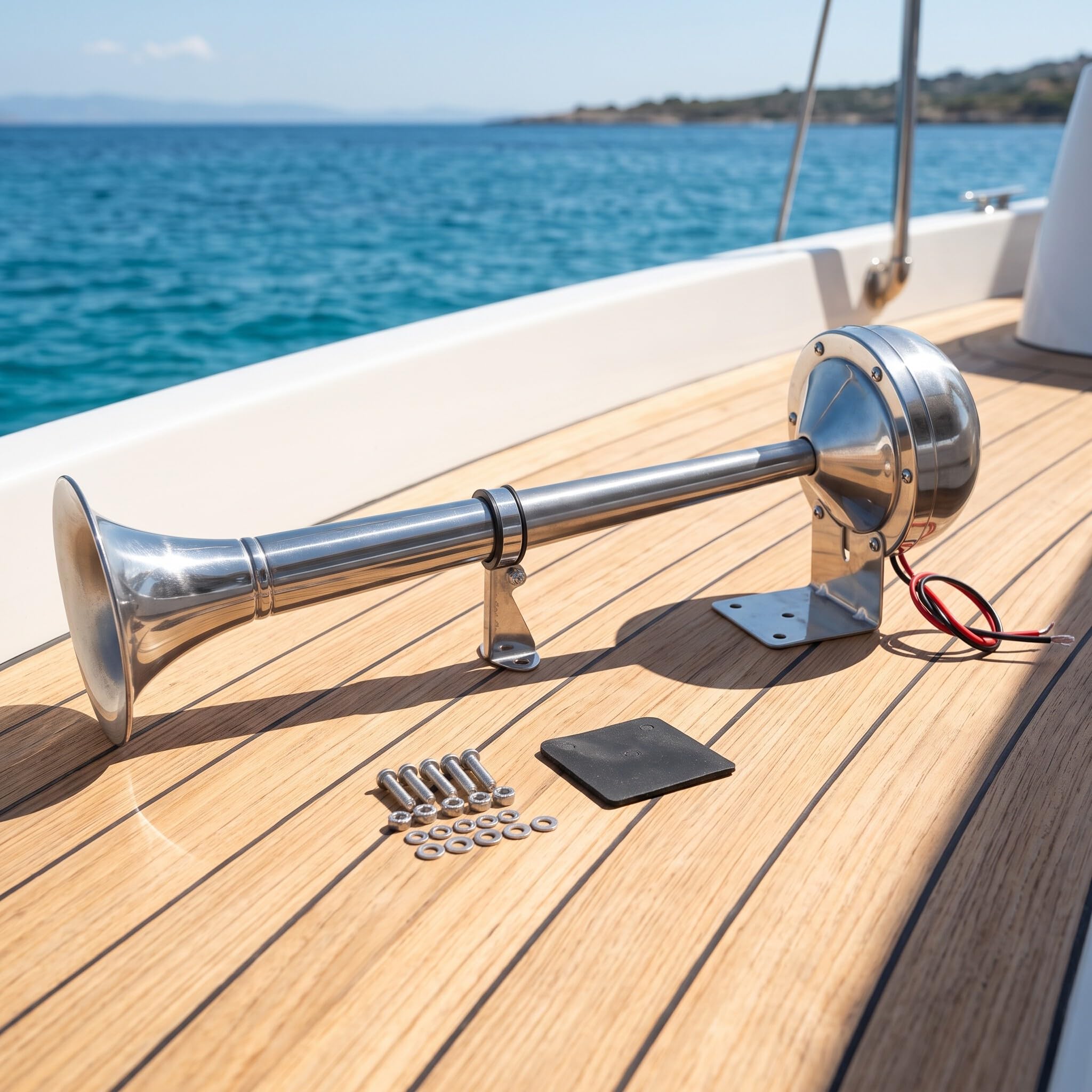 Luftfanfare 328DB 12V 30W Edelstahl Luftsummer für Boot Wohnmobil Yacht Universal Luftsignal lautstarker Airhorn