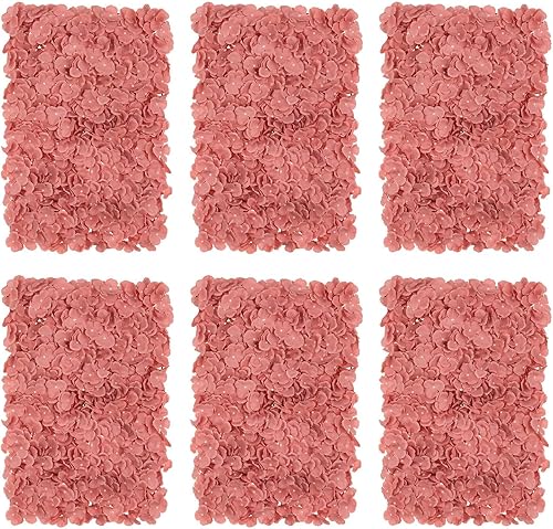 Decoración de fondo de panel de pared de flores fondo floral artificial de rosa polvorienta Blosmon para bodas, fiestas, baby shower, 6 piezas de