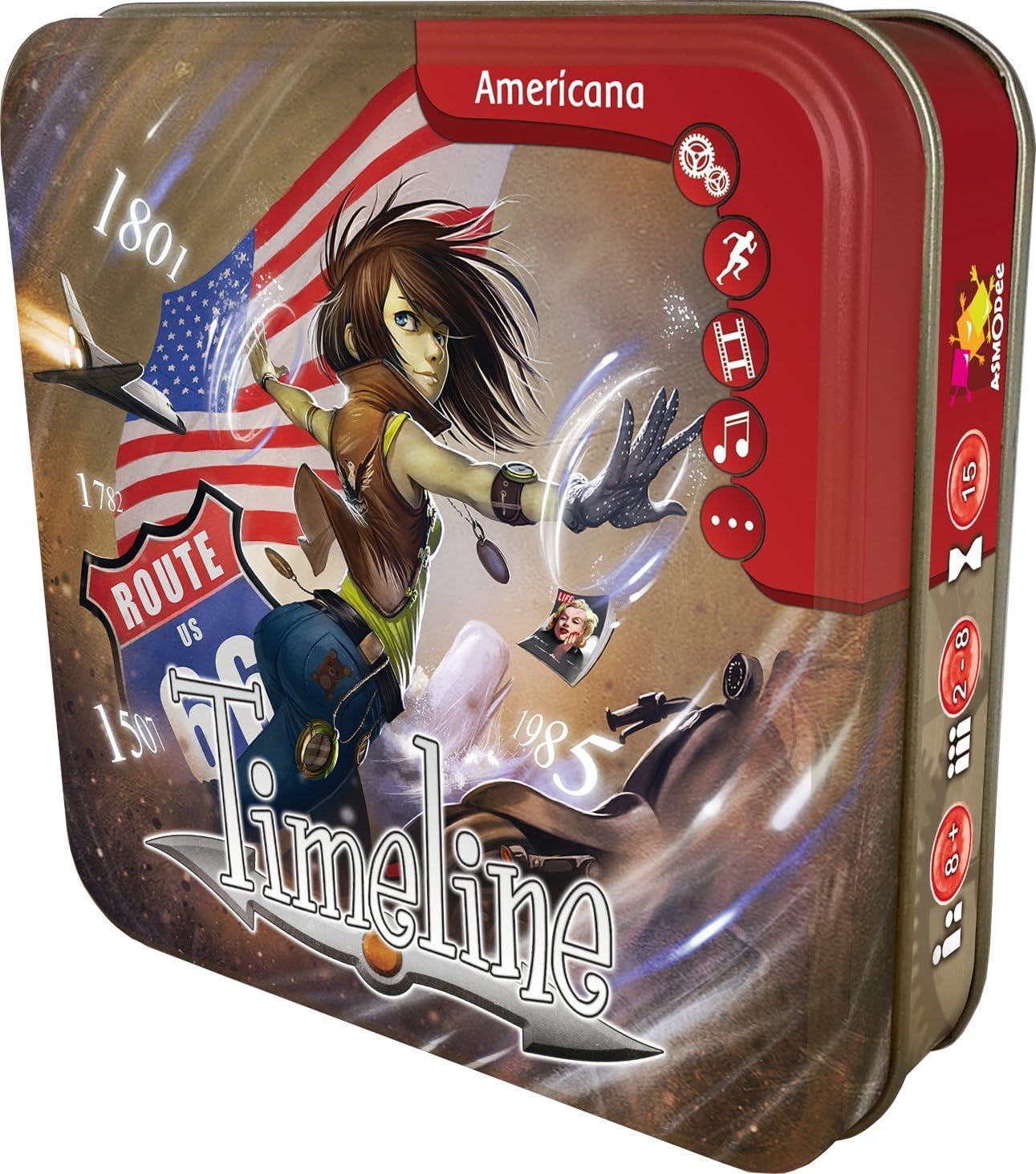 Timeline Americana Card Game - Fun Educational Trivia Game for Kids & Adults, Ages 8+, 2-8 Players, 15 Minute Playtime, Made by Zygomatic
