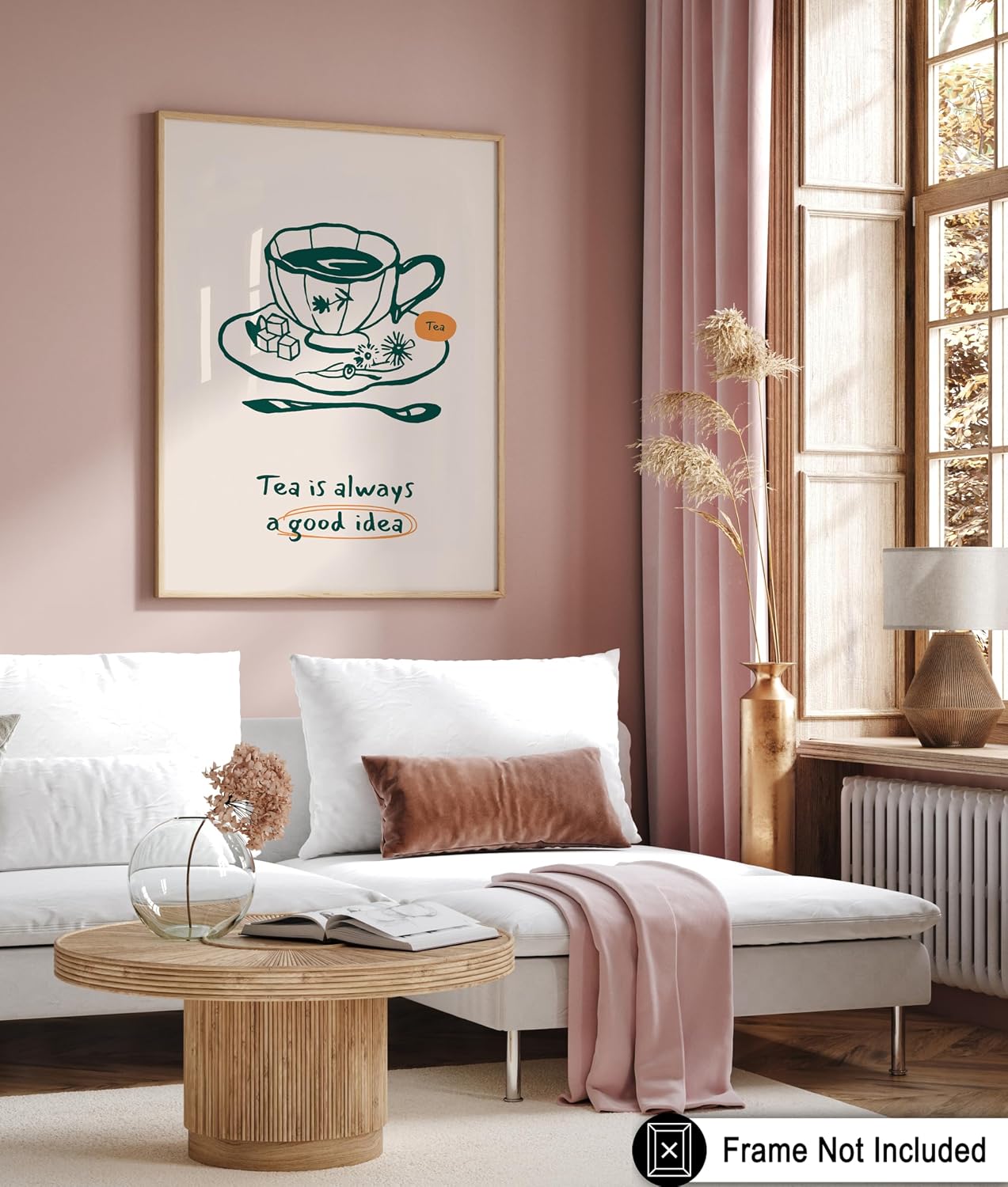 Poster Master Tea Is Always A Good Idea Poster - Retro Tea Print - Food & Drink Design - Tea Cup & Sketch Art - Chic Boho Decor - Aesthetic Tea House or Kitchen Wall Decor - 8x10 UNFRAMED