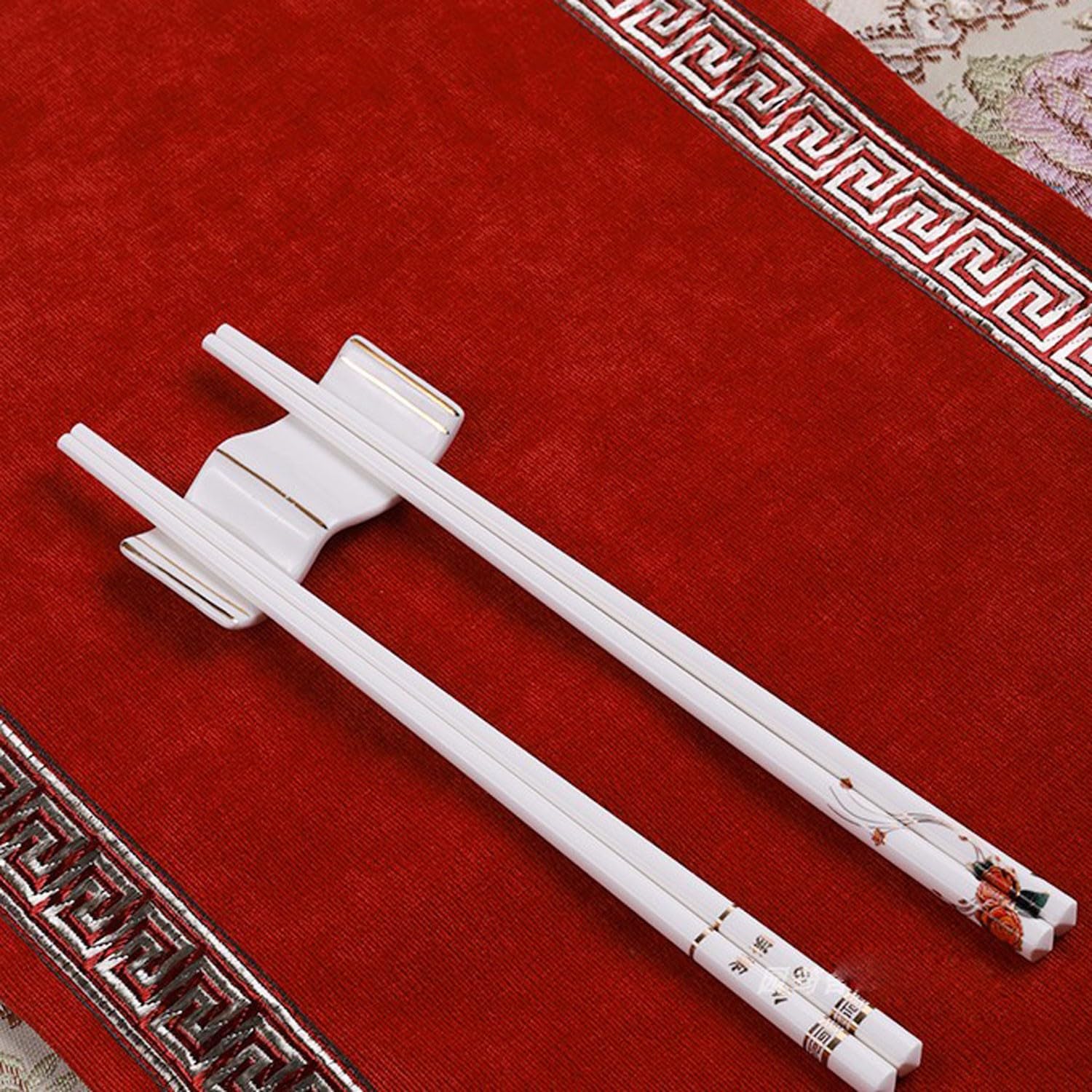 Bacchette in Metallo, Set da 10 Paia di Bacchette in Porcellana, Bacchette Antiscivolo di Alta qualità per Uso Domestico(G 25cm)