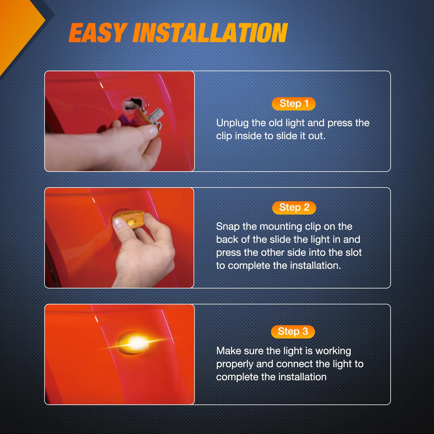 PSEQT Smoked Len Dually Bed Fender Side Marker LED Lights For F250 F350 F450 F550 (Smoked Lens With 2 Red Lights, And 2 Amber Lights