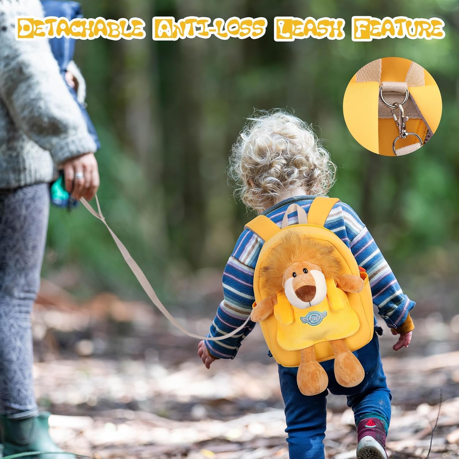 Toddler Lion Backpack Boy Birthday Gift with Detachable Lion Doll & Leash Preschool Backpack with Stuffed Animals for School Travel, Age 3-9 - Image 5