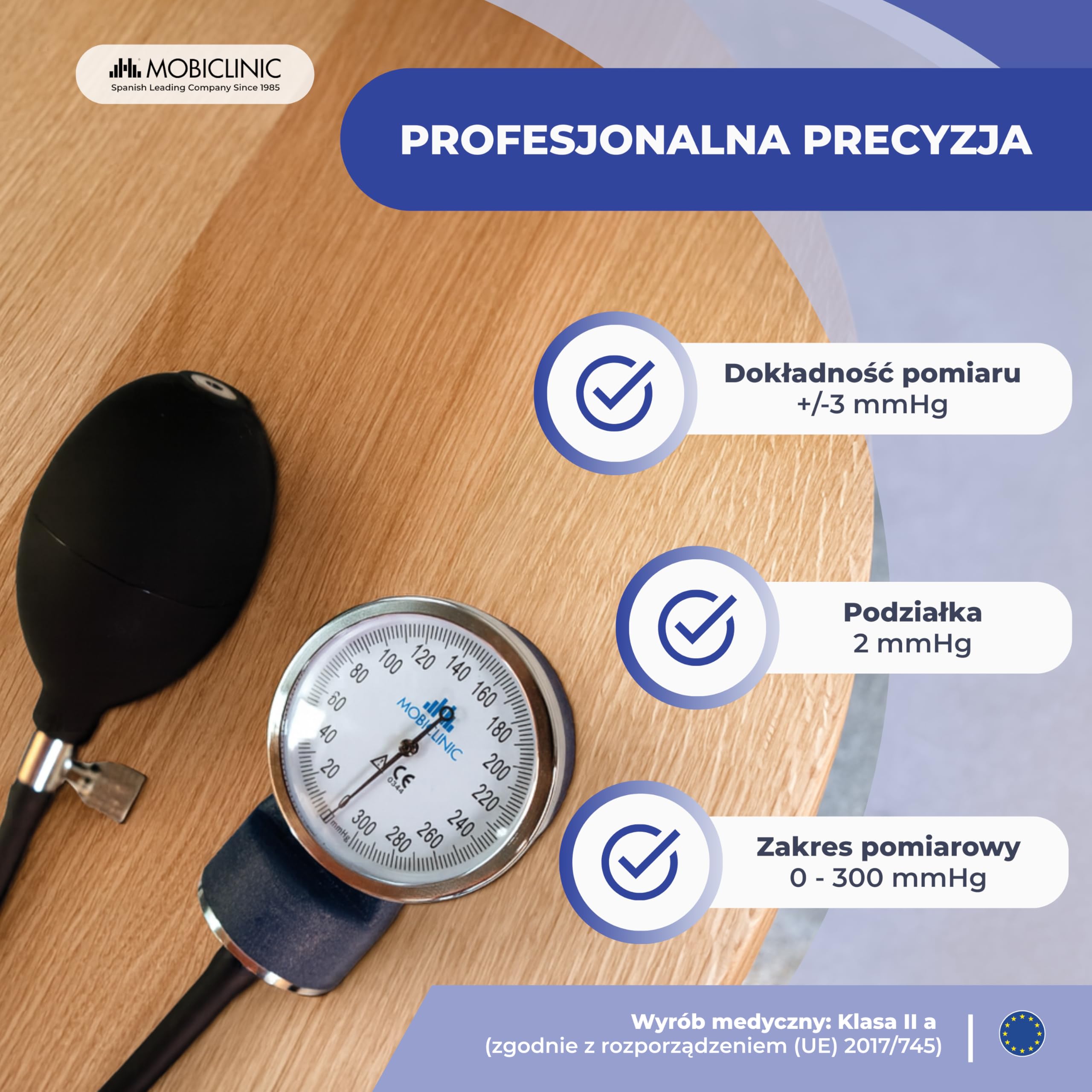 Mobiclinic, Aneroid ciśnieniomierza, Pomiar ciśnienia krwi, Marka hiszpański, Precision pump gumy, Lekkie, Łatwe w użyciu, Arm, Niebieski