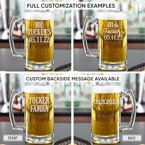 Miniatura 5 de TEEAMORE Tazas de cerveza personalizadas para añadir tu texto, vaso de cerveza grabado, cumpleaños, aniversario, boda, inauguración de la casa (12