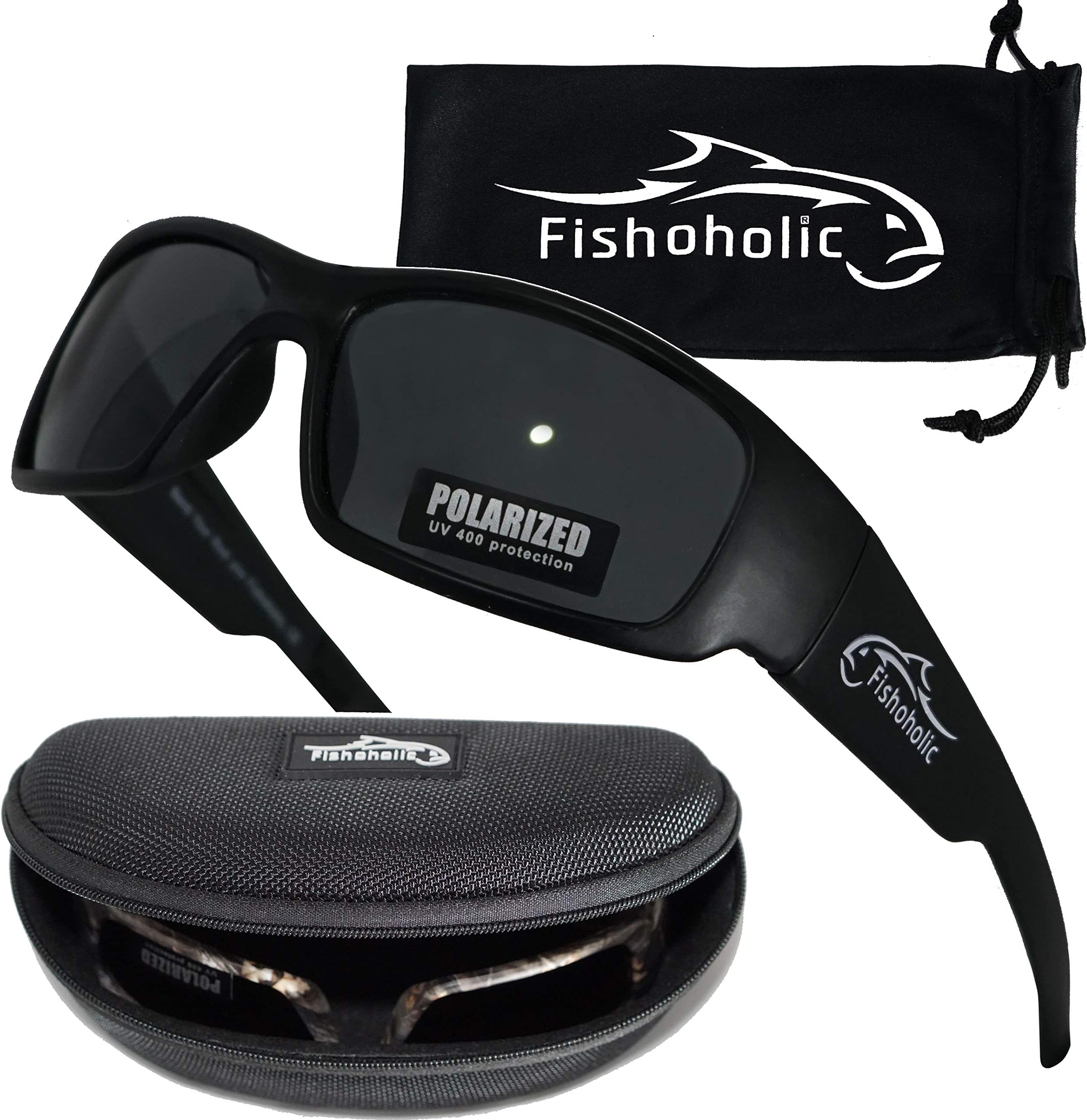 Fishoholic Polarized Fishing Sunglasses w Free Hard Case & Pouch UV400 100% UV Protection. Great Fishing Gift Fishaholic (R) TM (MB-MB)