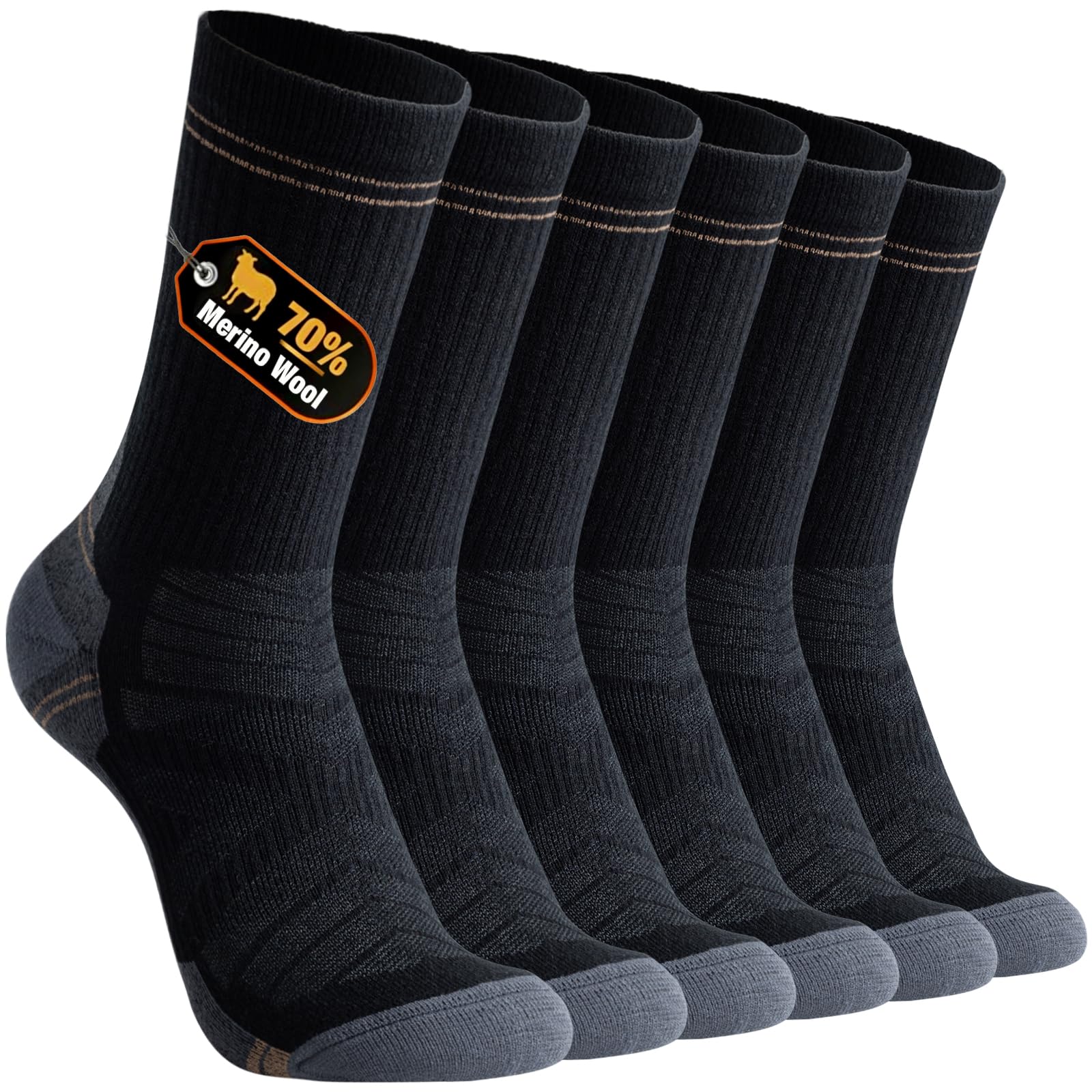 BISOUSOX Thin Merino Wool Socks for Men, 70% Premium Wool Crew Dress & Light Hiking Socks, Moisture Wicking, 3 Pairs