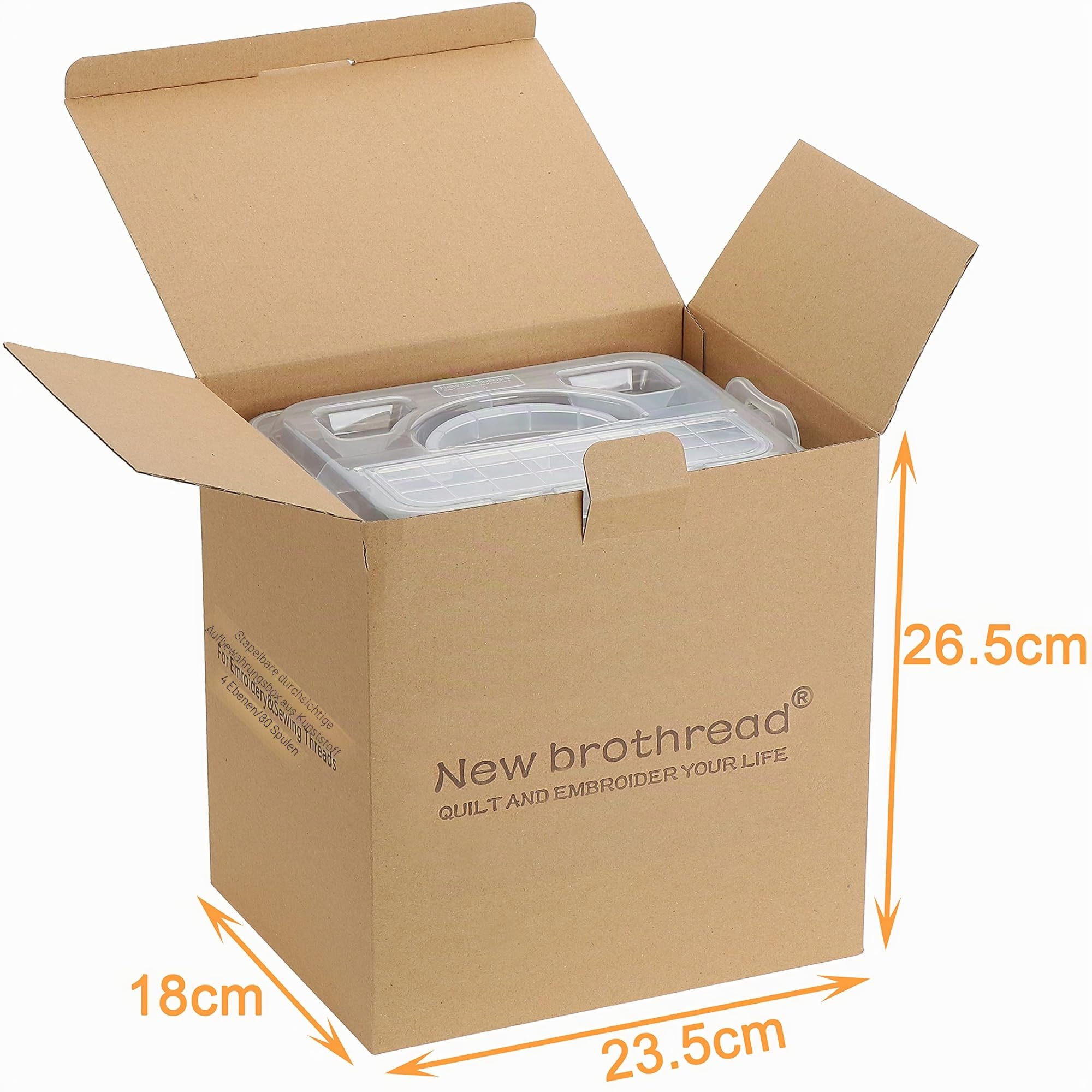 Brothread 4-Lagige Stapelbare Durchsichtige Aufbewahrungsbox für 80 Spulen Stick- und Nähgarn