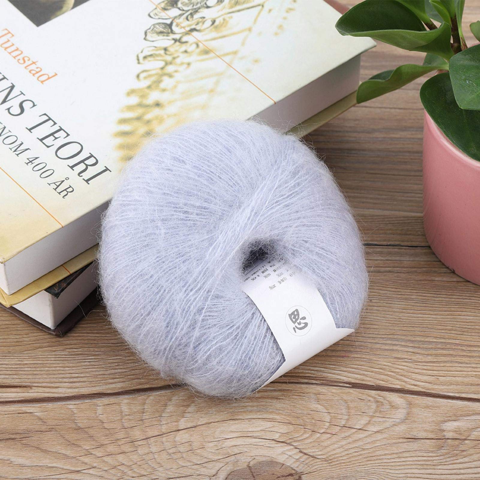 Soft Mohair Yarn,Wool Yarns Angola Wool Knitting Mohair Yarn Soft Angora Knitting Wool Yarn for Hand Knitting,Crocheting (Gray) - Image 2