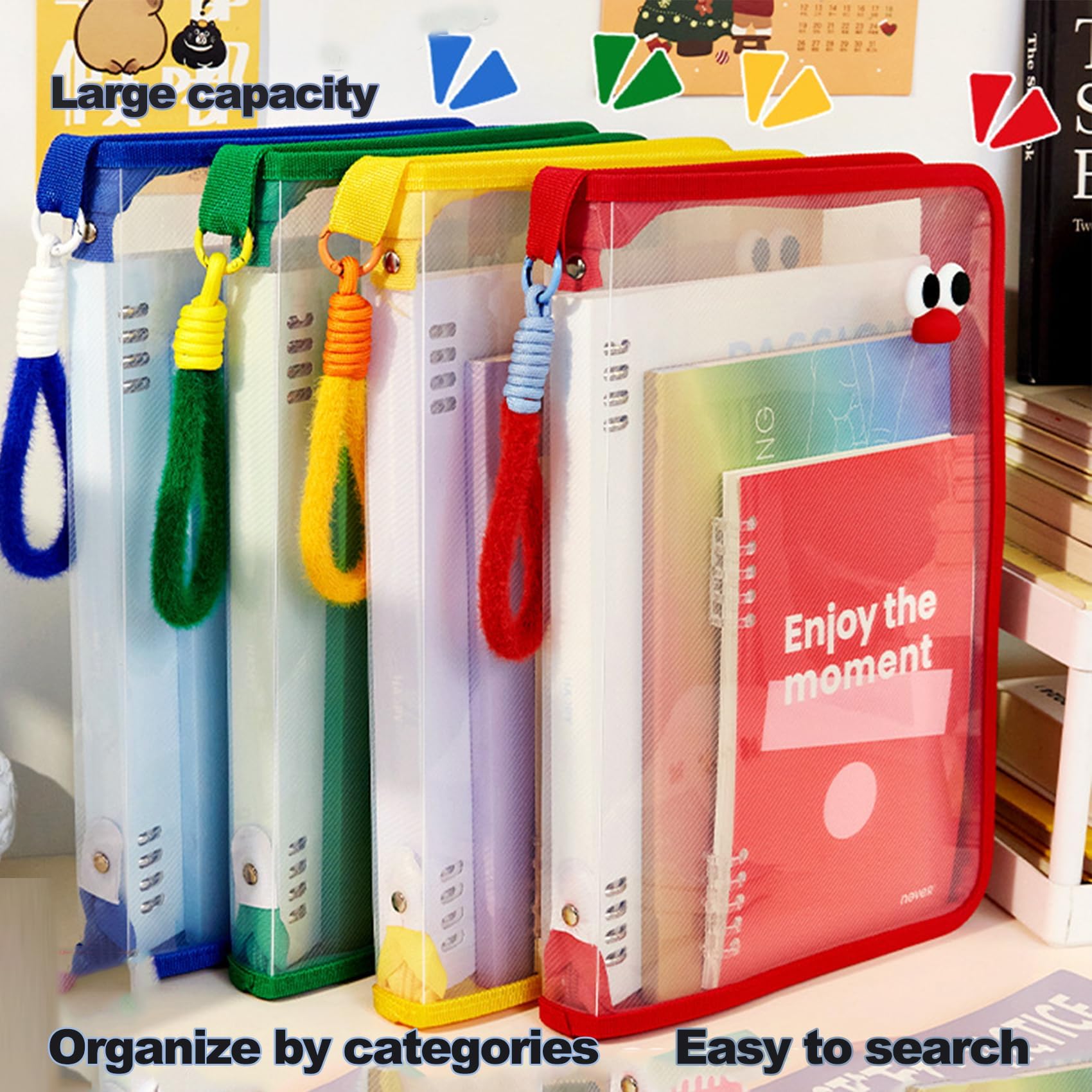 Borsa trasparente per documenti di grande capacità, con cerniera e manico, formato A4, trasparente, borsa impermeabile utilizzata per organizzare libri, foto, documenti, giocattoli, ecc