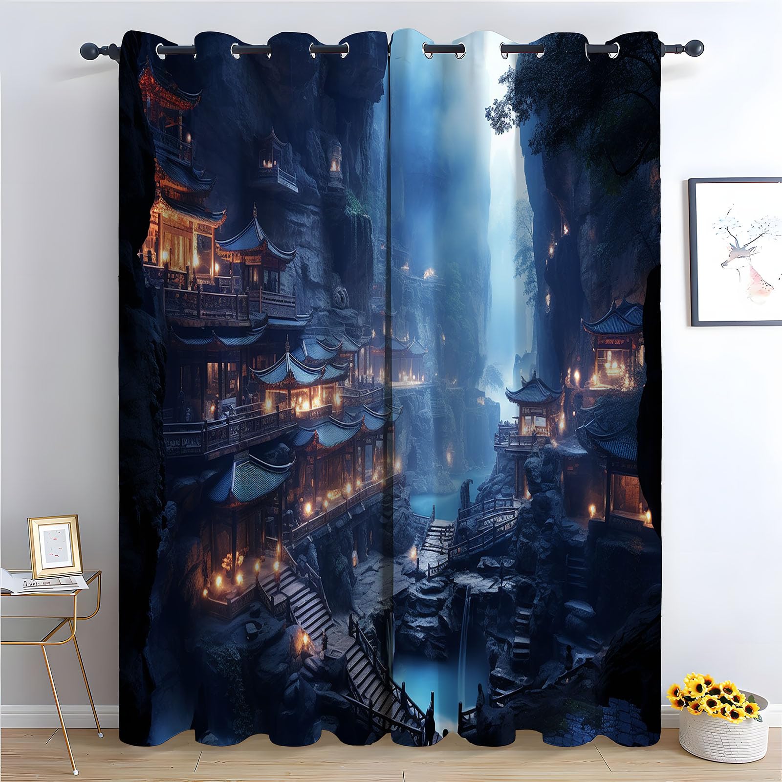 Rideaux à motif floral rideaux fenetre chambre salon H180 L140