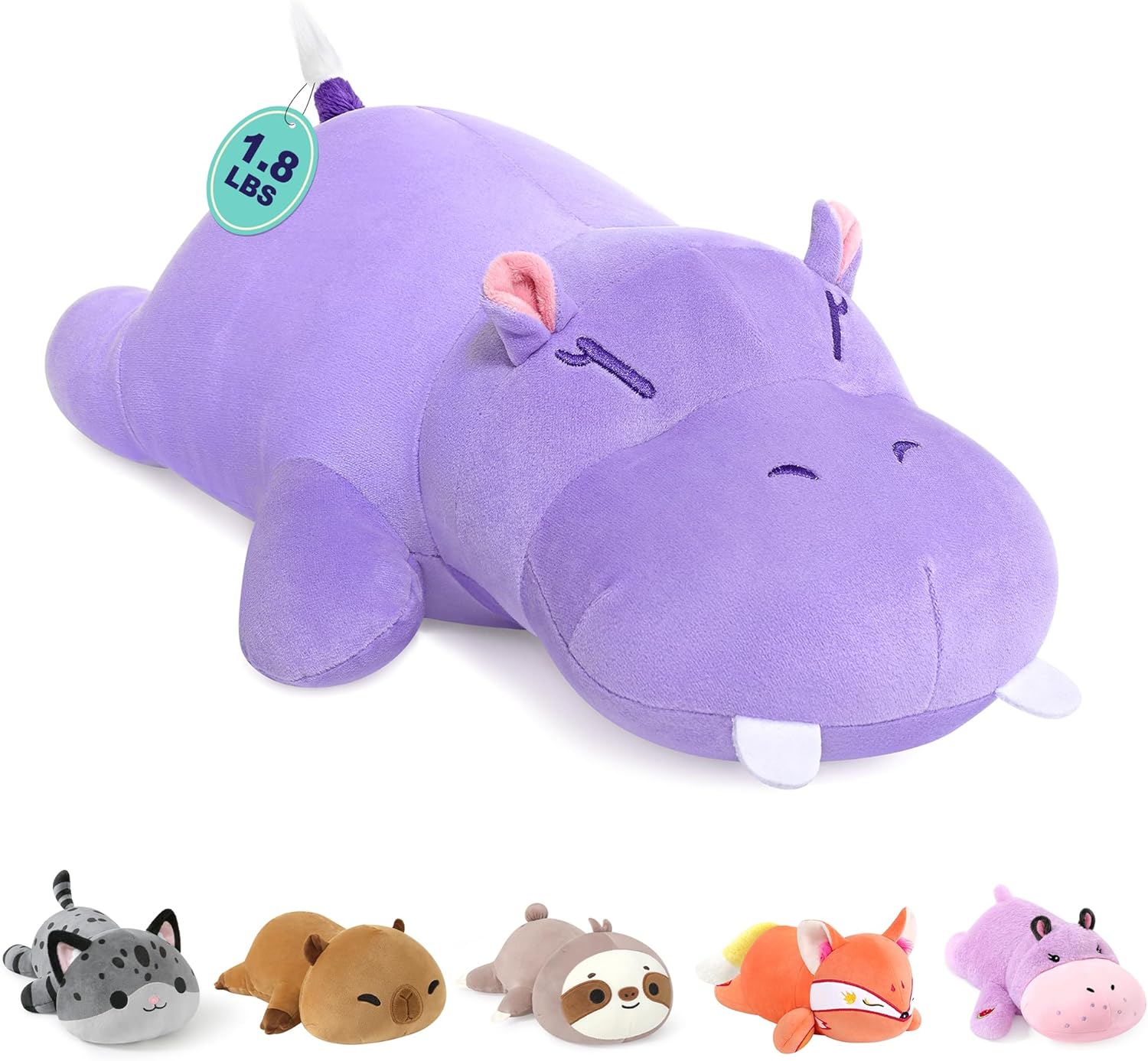 Onsoyours Original Hippo Weighted Stuffed Animals - 13.8" 1.8lbs Kawaii Comfort Hippopotamus Plush, Soft Hugging Plushies Toys Gifts for Kids & Adults