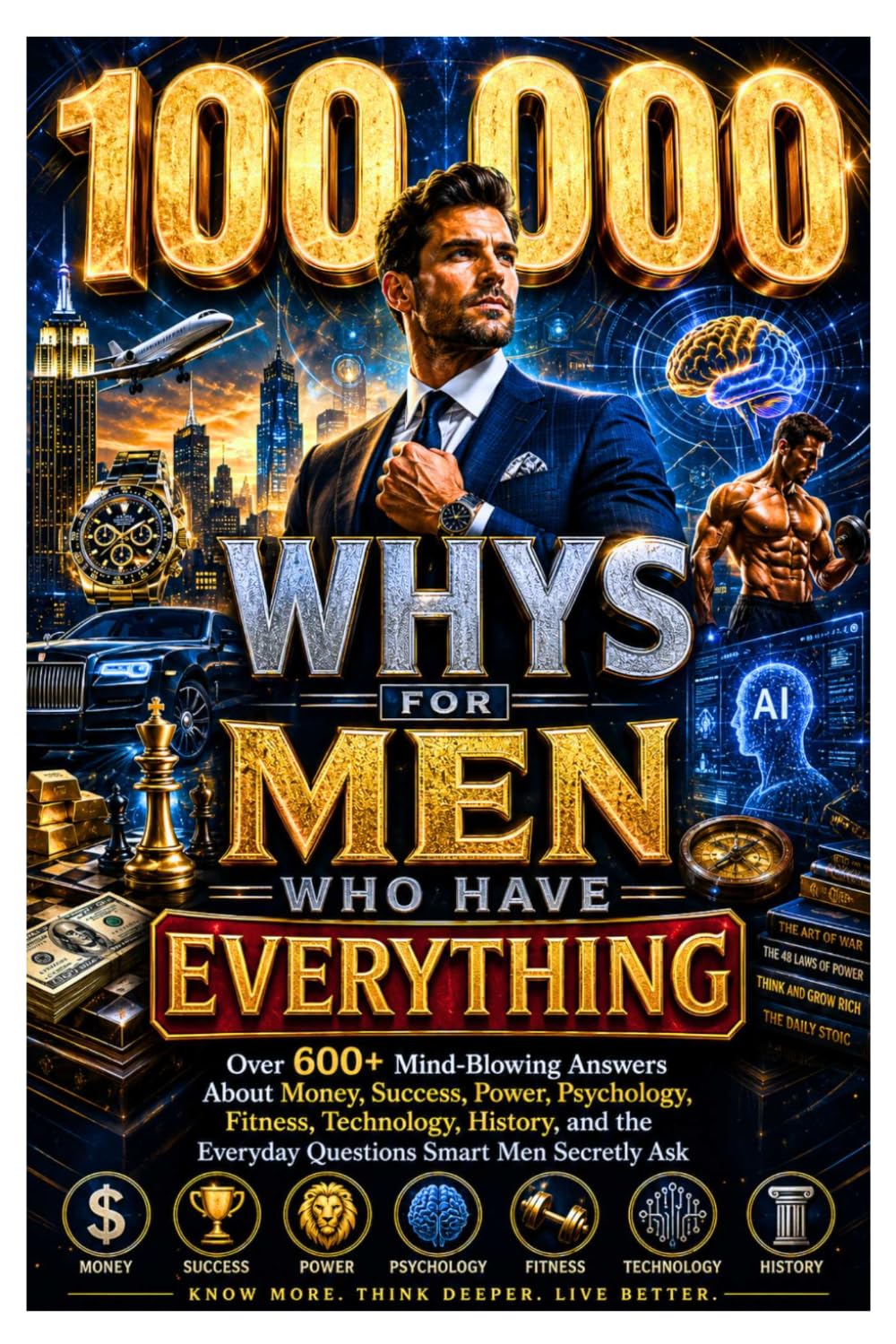 100,000 Whys For Men Who Have Everything: Over 600+ Mind-Blowing Answers About Money, Success, Power, Psychology, Fitness, Technology, History, and ... Secretly (Gifts For Men That Have Everything)