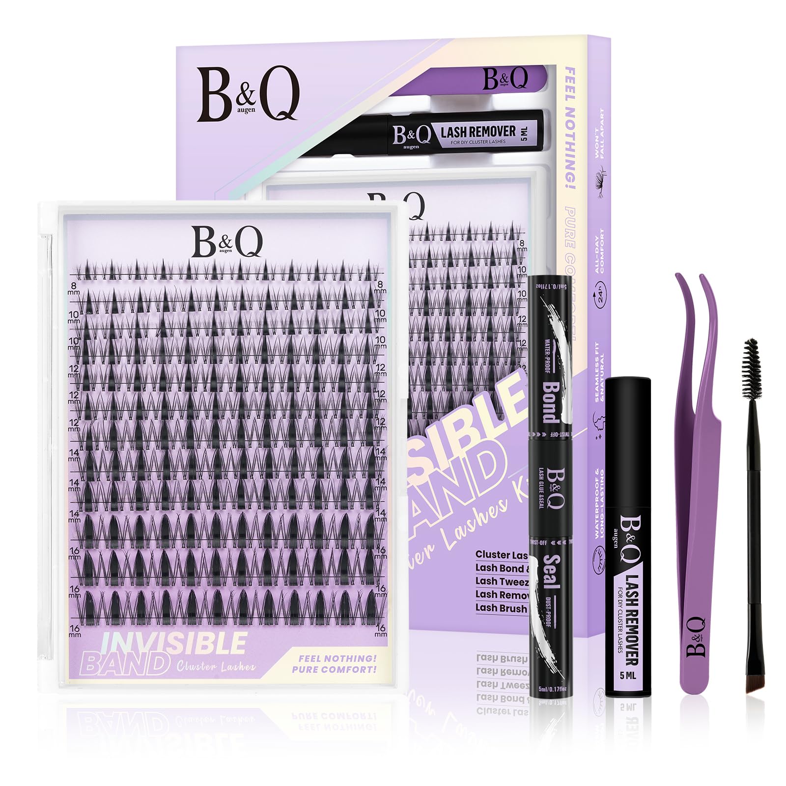 B&Q Lashes Extension Set 144PCS Fairy Lash Clusters Unsichtbares Band 8-16MIX Manga Wimpern Extensions Set Wispy NatüRliche Wimpern Cluster 7 tage halt Lazy Girl Wimpernverlängerung(Fairy 8-16mix)