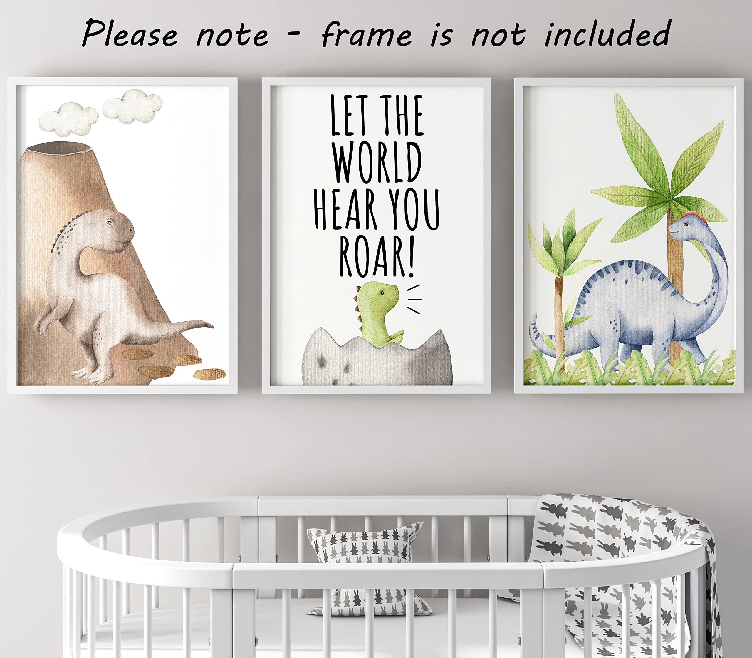 Unframed Dinosaur Poster Set of 3 for Baby Boy or Girl Nursery Wall Art for Bedroom Let the World Hear You Roar (A4) - Image 4