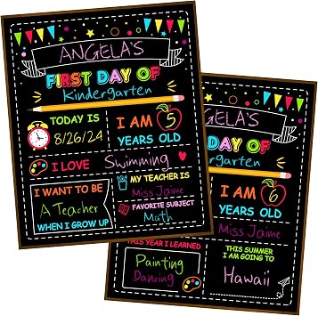 Double-Sided First Day of School Board, 12 10 Inches Back to School Sign | Reusable, Easy to Clean, Blank Board to Write, Color Painting Last Day of School Board First Day of School Kindergarten Pre-K