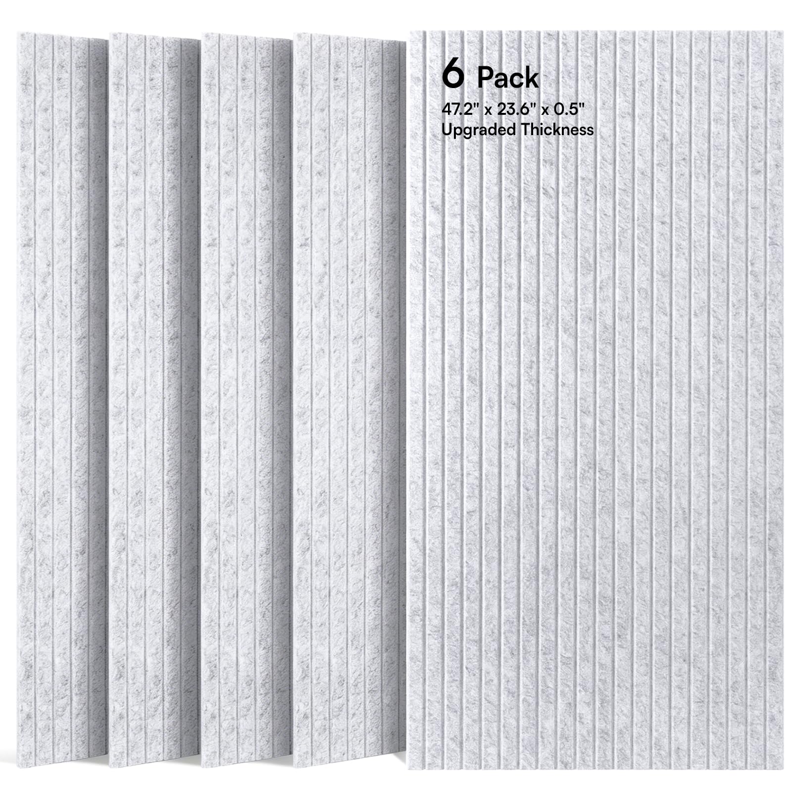 SODOCT 6 Pack Large Acoustic Panels, 47.2" X 23.6" X 0.5" Sound Proof Panels for Walls, High Density Sound Absorbing Panels for Home Studio &amp; Office, Gray