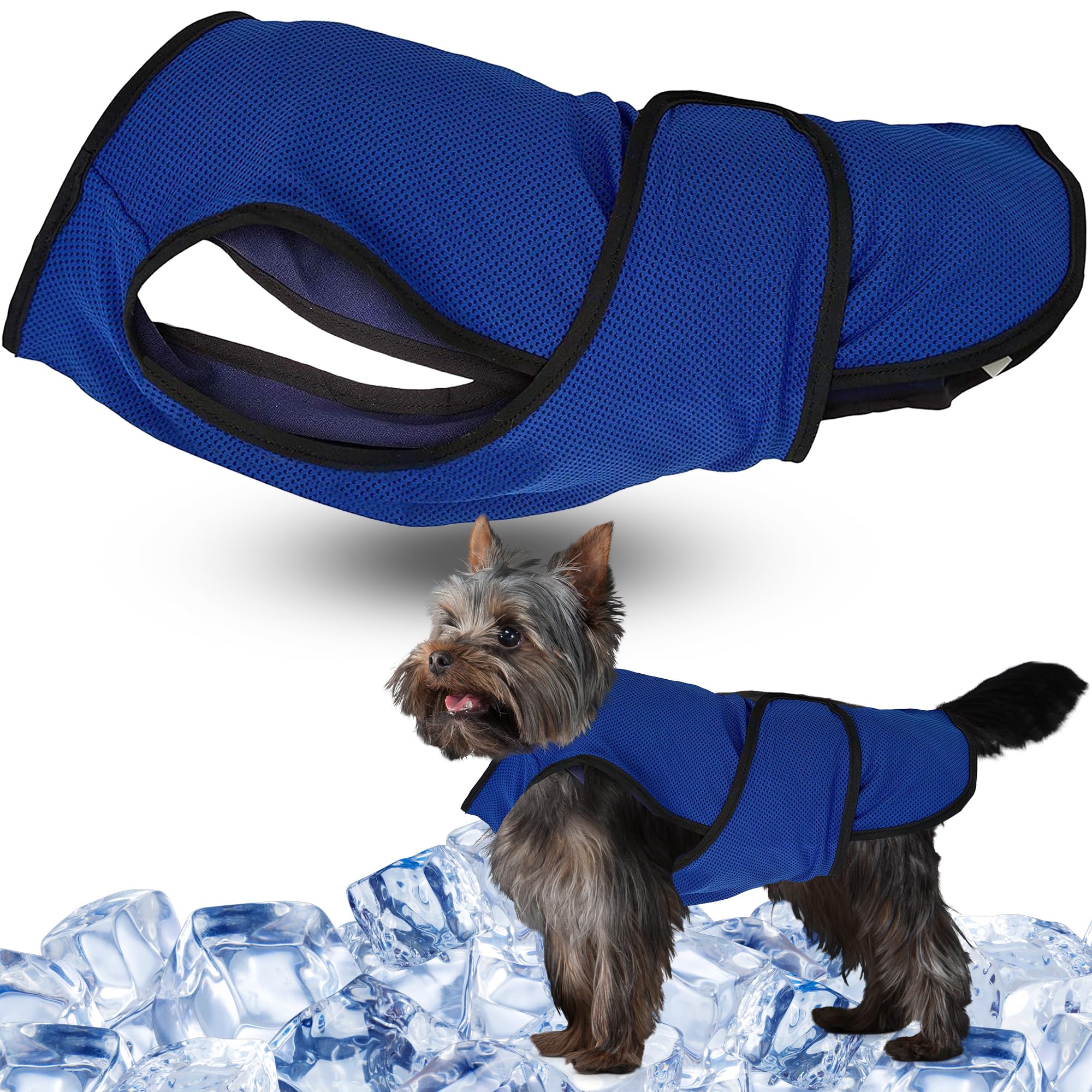 Chaleco Refrigerante para Perros – Chaqueta Ligera con Cremallera y Velcro – Fácil de Poner/Quitar para Paseos, Viajes y Exterior por Lautus Pets - S