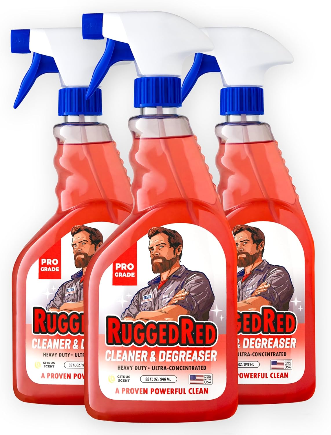 Industrial-Strength Cleaner & Degreaser – Heavy-Duty Kitchen Degreaser Spray for Chefs & Catering, USA-Made, Citrus Scent, 32oz (3 Bottles)