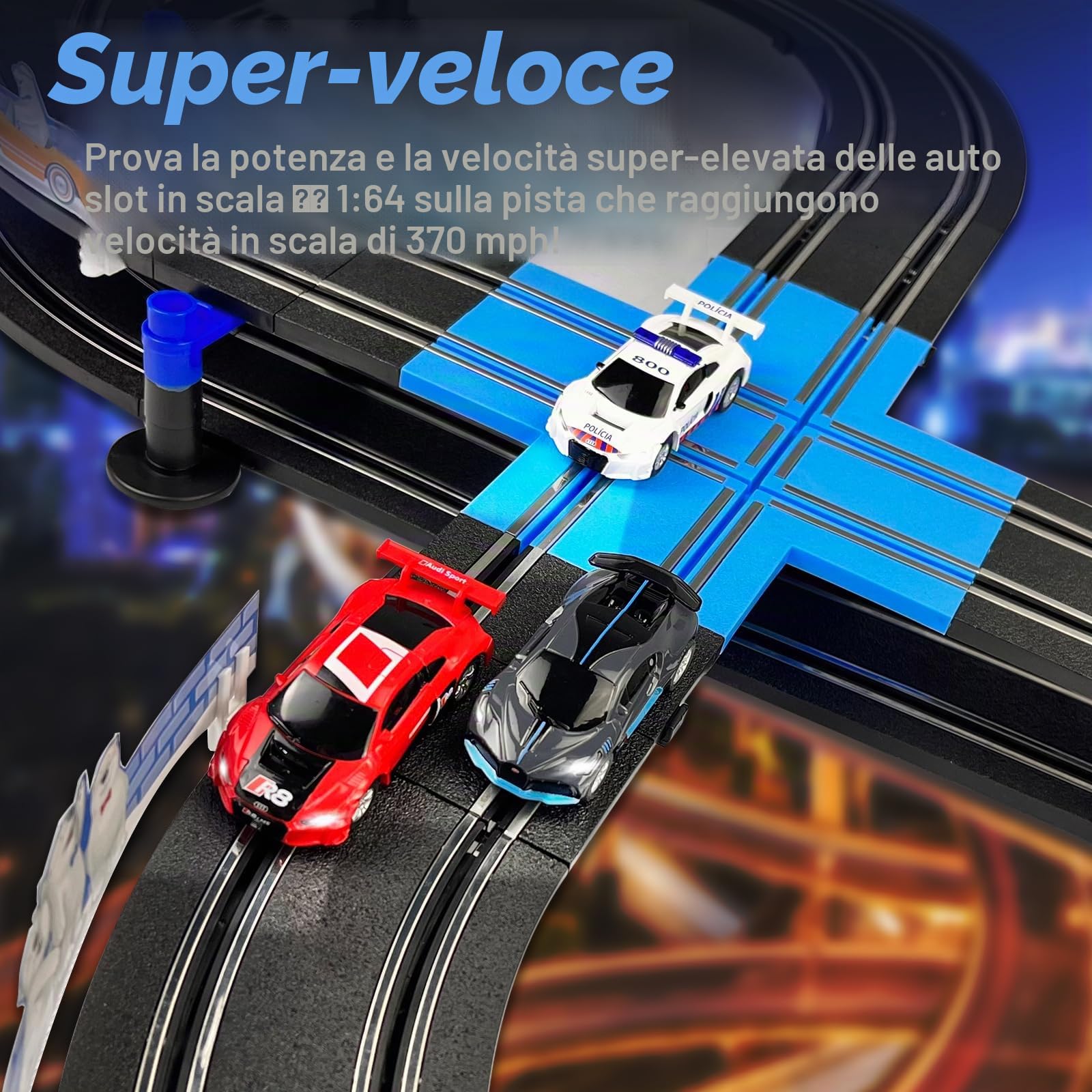 AGM MASTECH Serie Ad Alta Velocità Set di Piste da Corsa per Auto a Slot - Ufficiale Autorizzato, Circuito Elettrico e Accessori