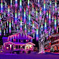 Vista 1 de Luces de Lluvia de Meteoros de Navidad, 20 en 20 Tubos Luces de Lluvia en Cascada con Cambio Automático con 12 Modos, Decoración Navideña