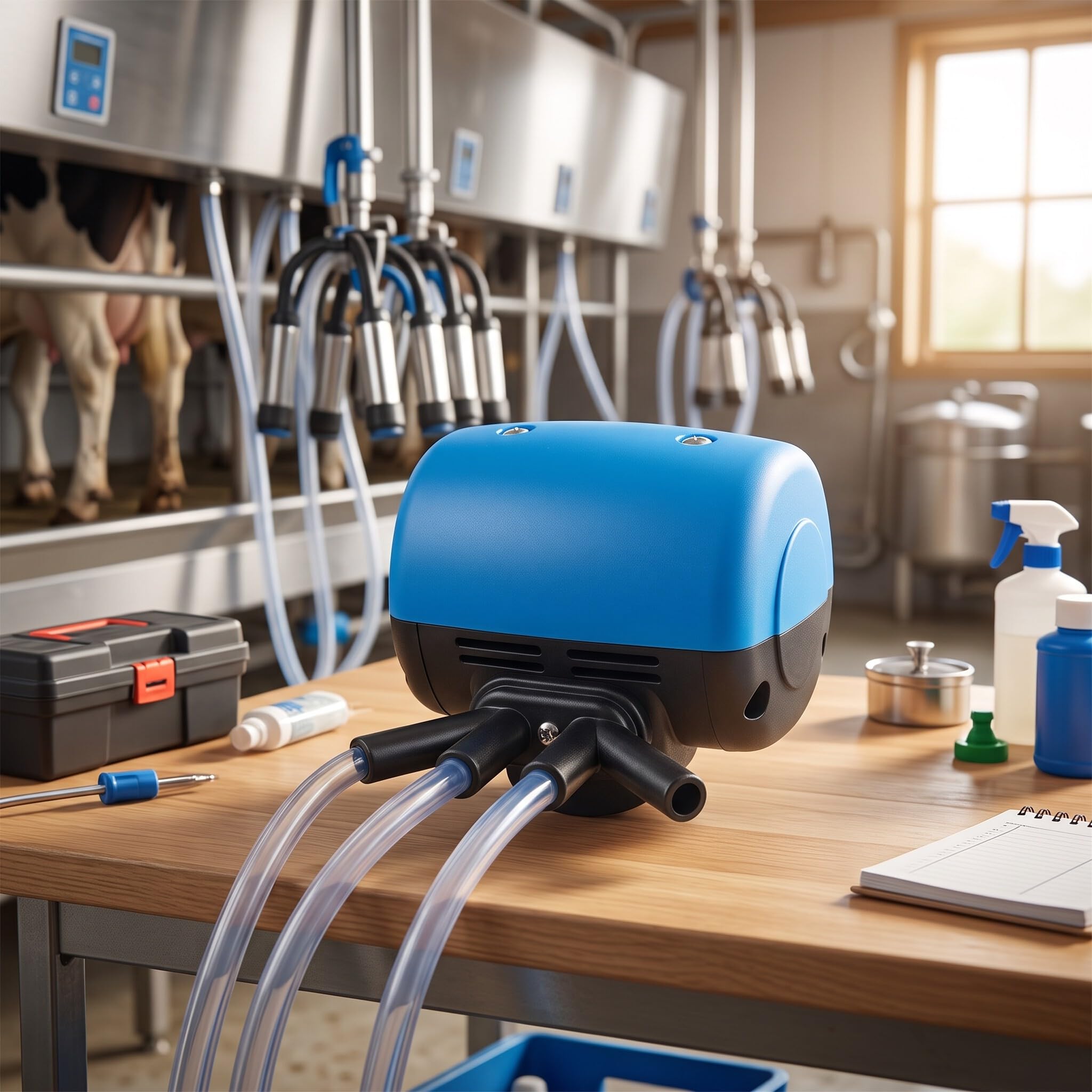 Qcwwy Pulsatore Pneumatico con 4 Porte, Pulsatore per Mungitrice Leggero Stabile Anche per la Mungitura Strumento di Erogazione di Fluidi Industriali per Attrezzature Agricole