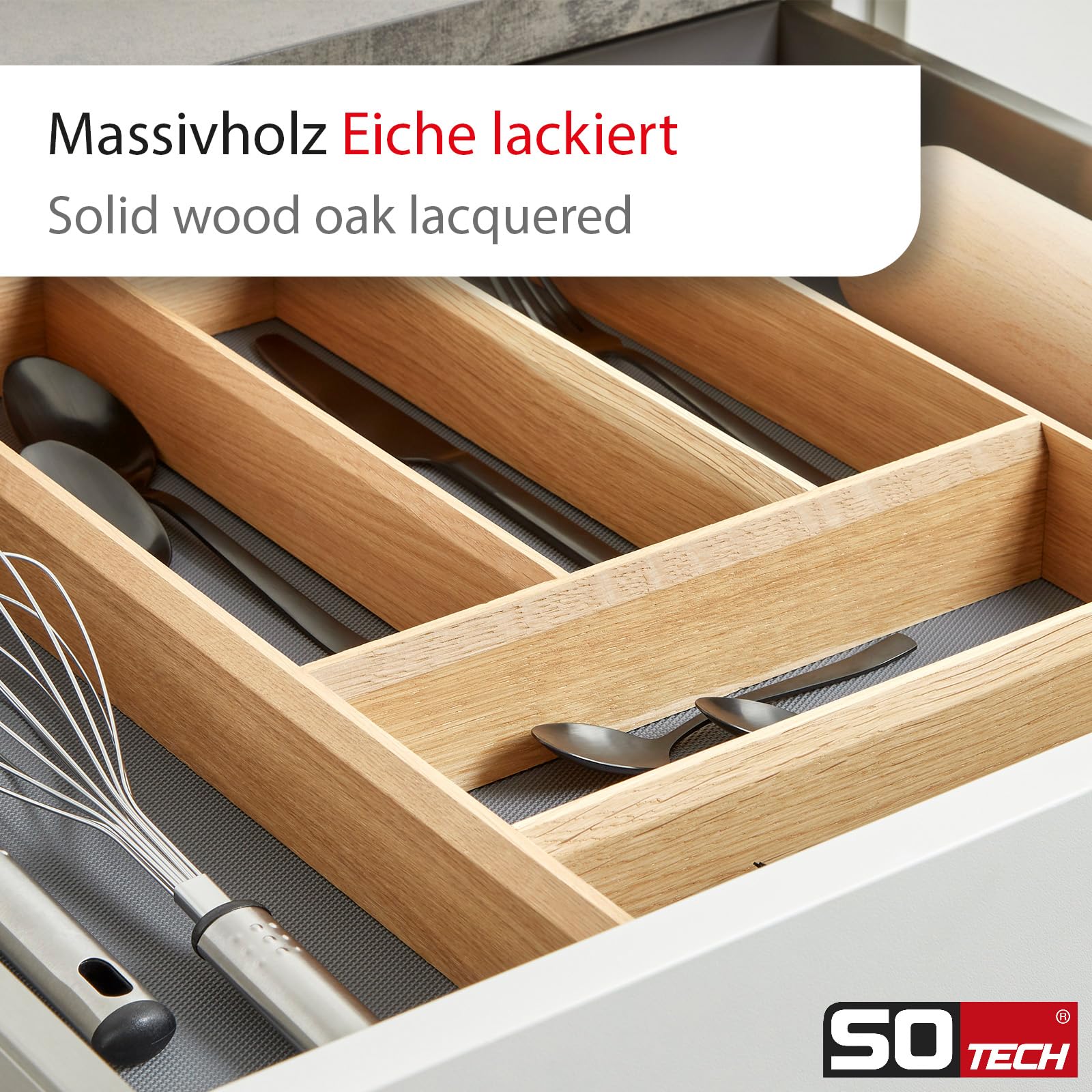 Orga-Box Individual Besteckeinsatz Eiche lackiert (473 x 273 x 50 mm)