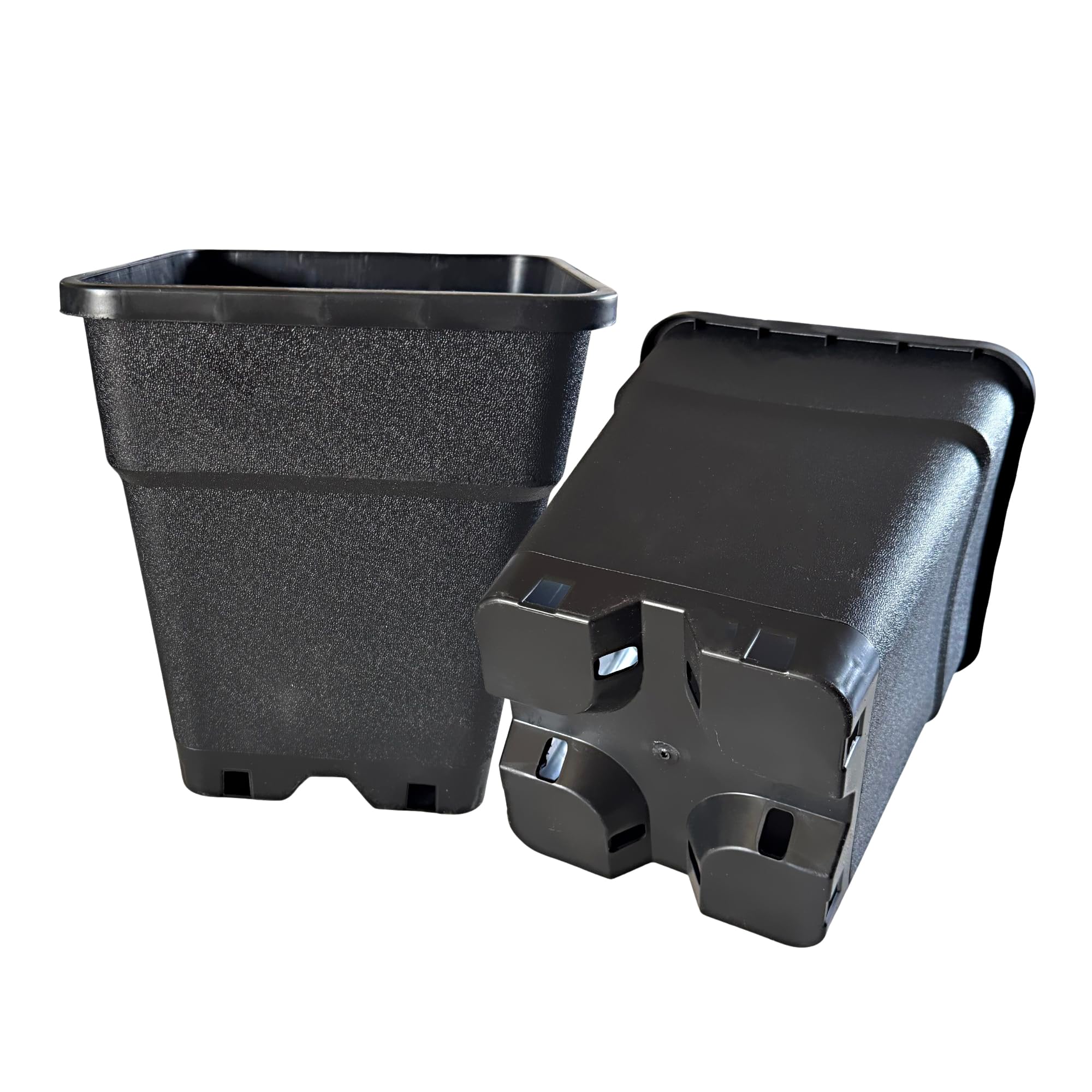 Growcery Heavy Duty Square Plastic Plant Pots - Extra Thick Sturdy Black Nursery Containers for Indoor Outdoor Gardening, Available in 0.5L, 1L, 2L, 3.5L, 5L, 6.5L, 7L, 11L, 14L, 18L & 25L (5, 18L)