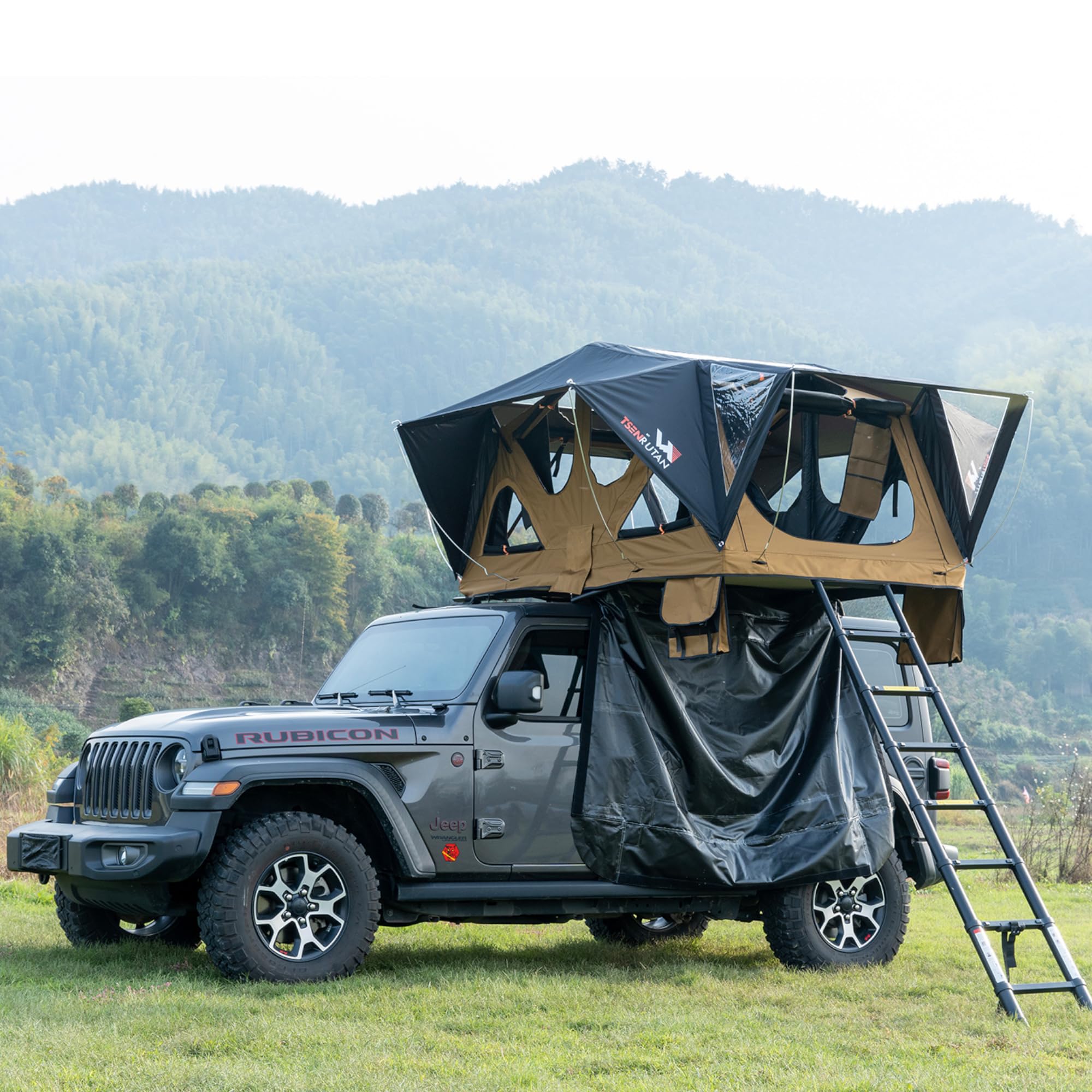 Pop Up Rooftop Tent for Camping, Naturnest Rooftop Tent RTT for SUV Pickup Truck Jeep Car Van Wrangler Tacoma, All Seasons Waterproof Roof Tent with Telescopic Ladder