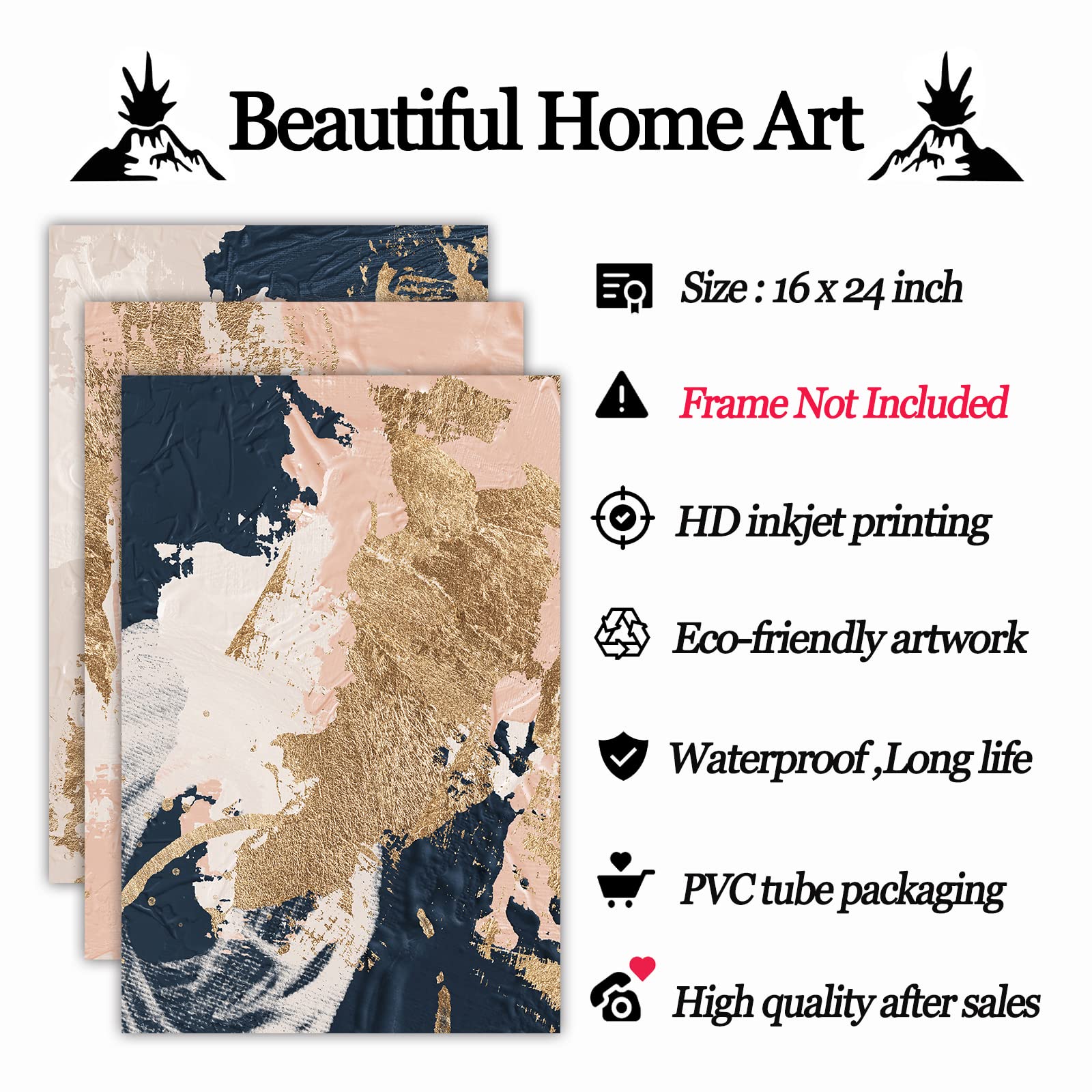 Abstract Canvas Paintings Blue Gold Pink Abstract Wall Art Abstract Pink Oill Painting Pink Blue Gold Abstract Pictures Wall Decor Pink and Blue and Gold Abstract Painting Modern Abstract Art No Frame