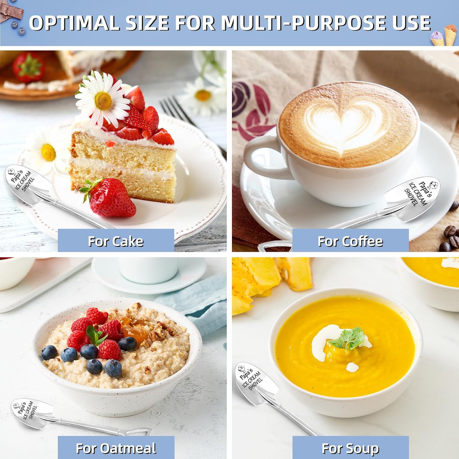 Valentines Day Unique Gifts for Papa from Daughter, Son, Wife - Funny Ice Cream Scoop Shovel Gifts for Dad, Daddy, Papa, Father-in-Law, Grandpa - Cute Father's Day Gift for Step Dad, Birthday Presents - Image 5