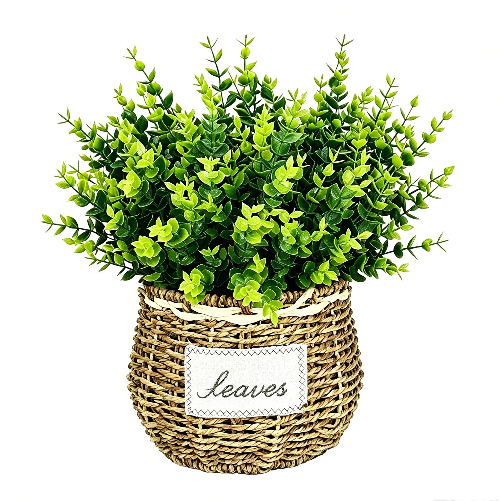 binandteam 6 Bundles Artificial Eucalyptus Leaves, Faux Greenery with Flexible Plastic Stems, UV Resistant Filler Plants for Garden Pots, Porch Baskets, Office, Patio & Indoor Outdoor Decor - Green